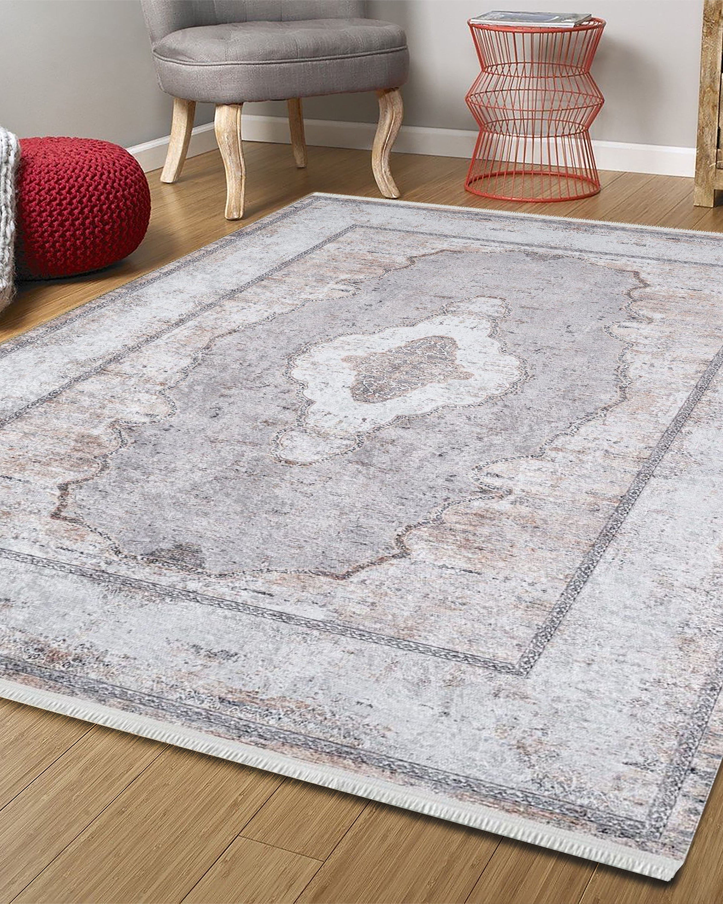 Sali Neutral Turkish Ivory Beige Gray Rug