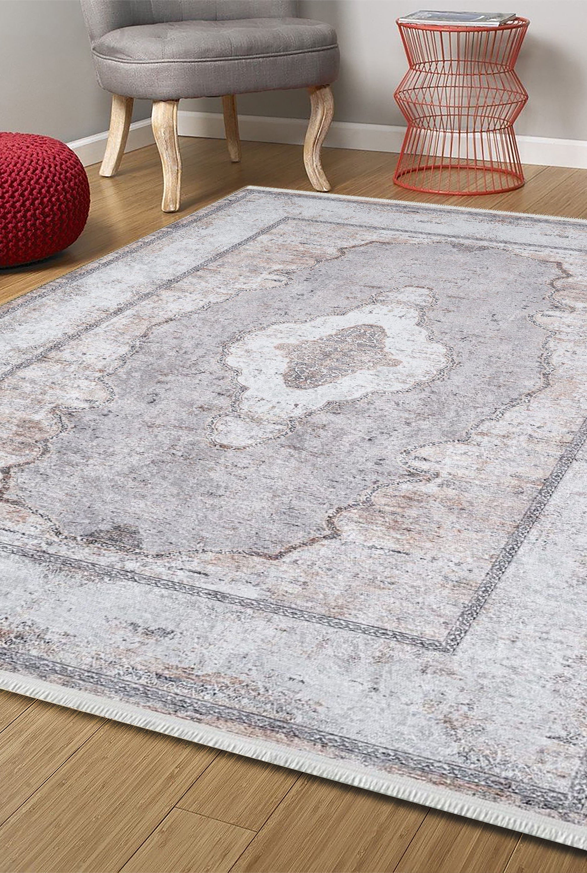 Sali Neutral Turkish Ivory Beige Gray Rug