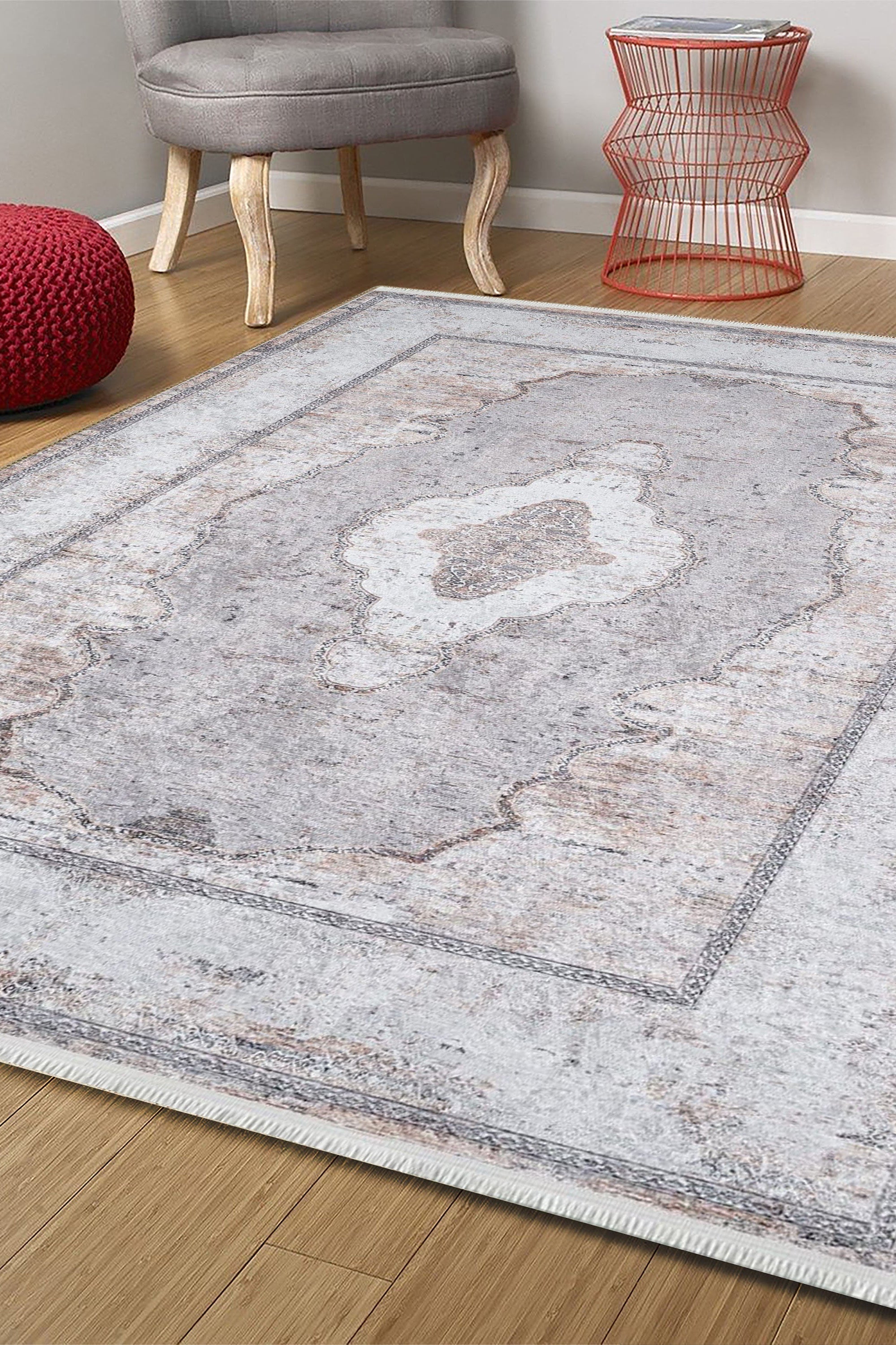 Sali Neutral Turkish Ivory Beige Gray Rug