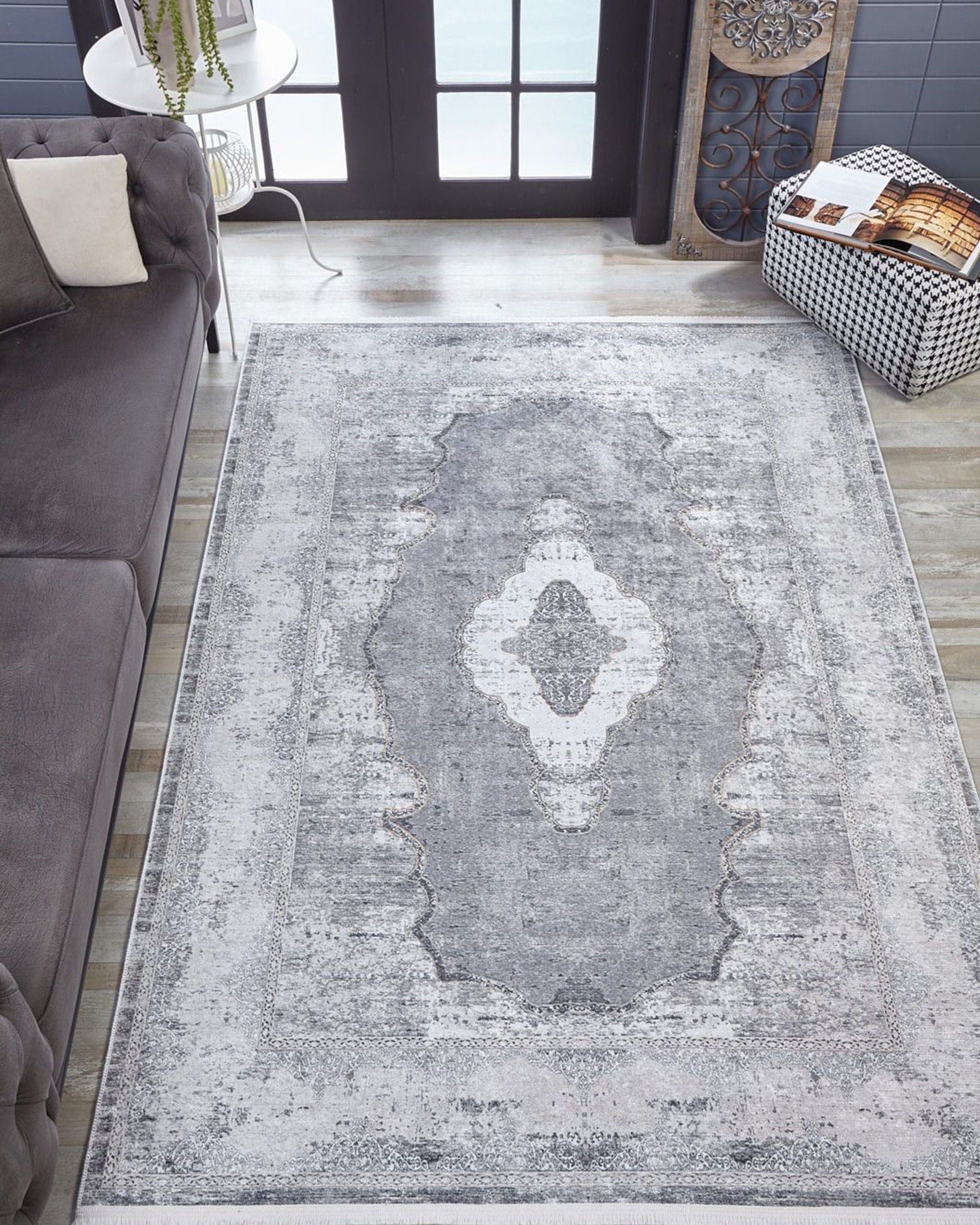 Sali Neutral Turkish Ivory Beige Gray Rug