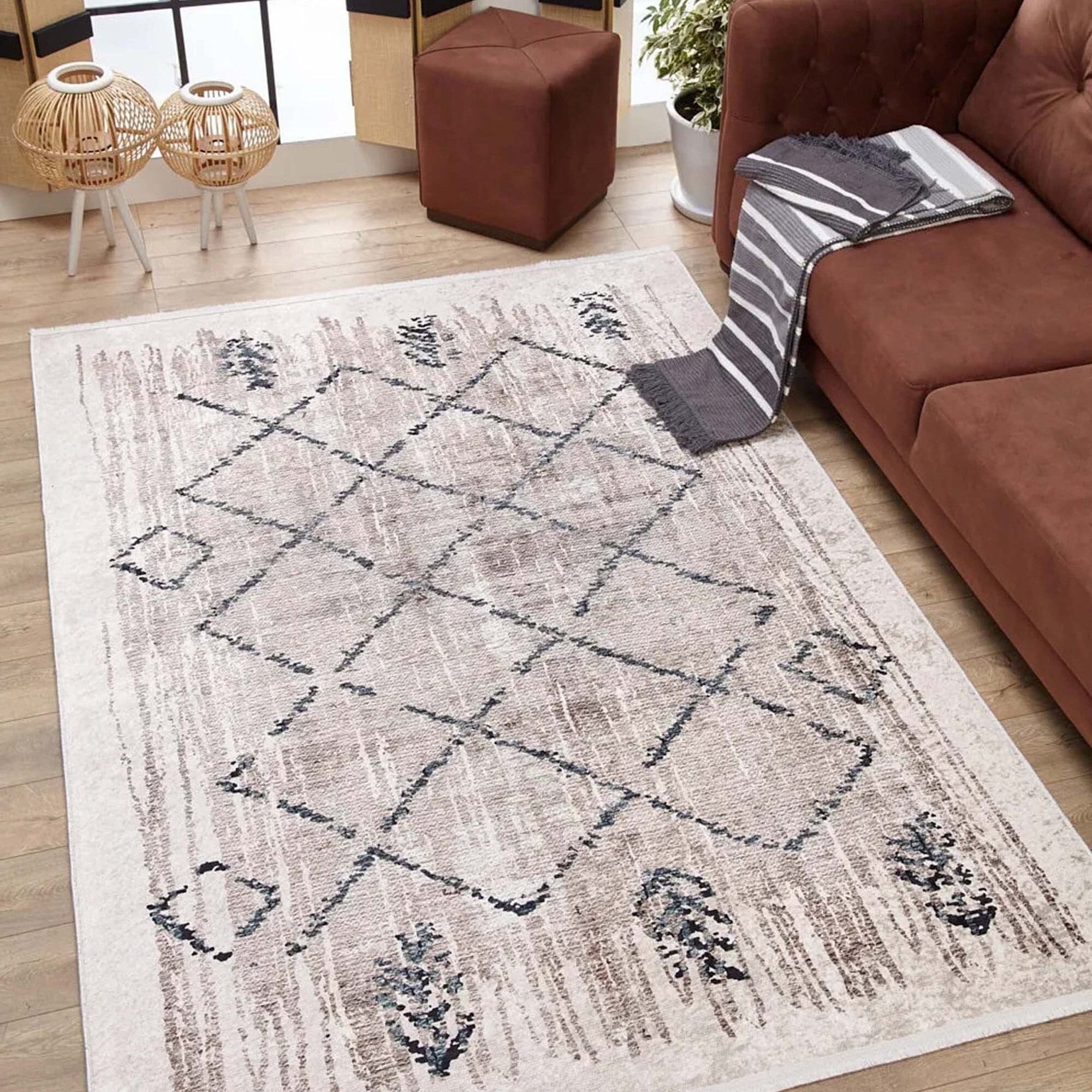 Salwa Moroccan Trellis Beige Ivory Rug