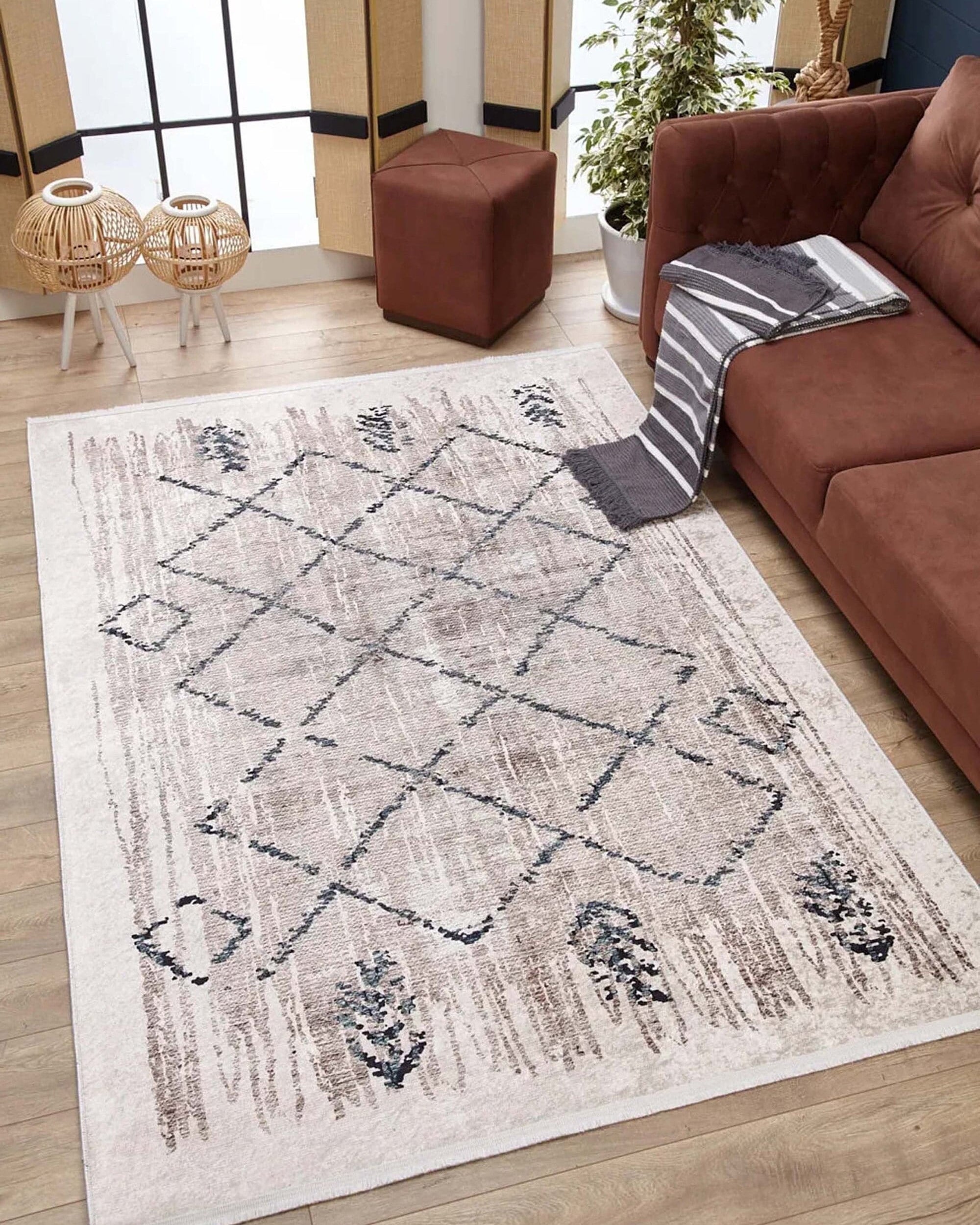 Salwa Moroccan Trellis Beige Ivory Rug