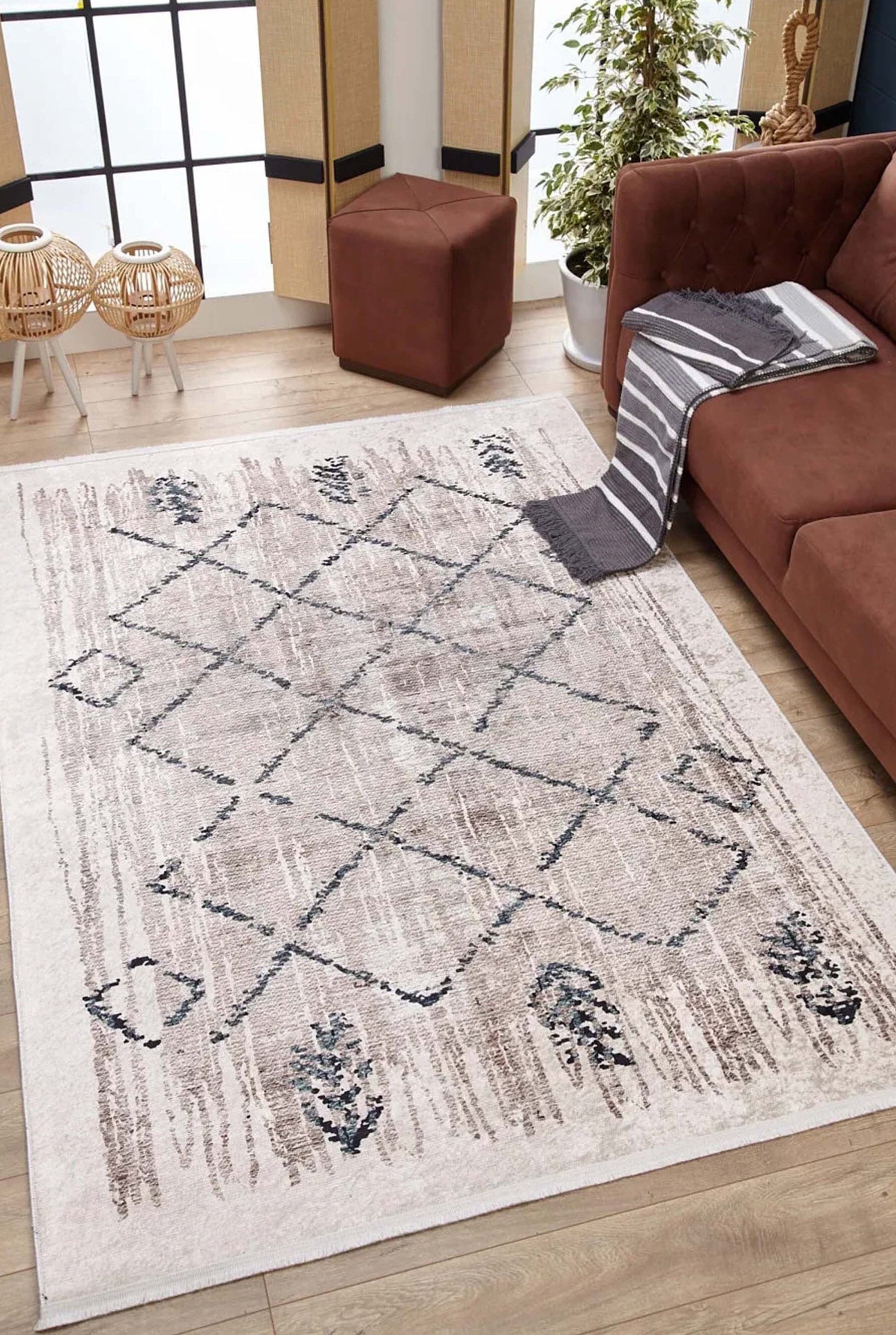 Salwa Moroccan Trellis Beige Ivory Rug
