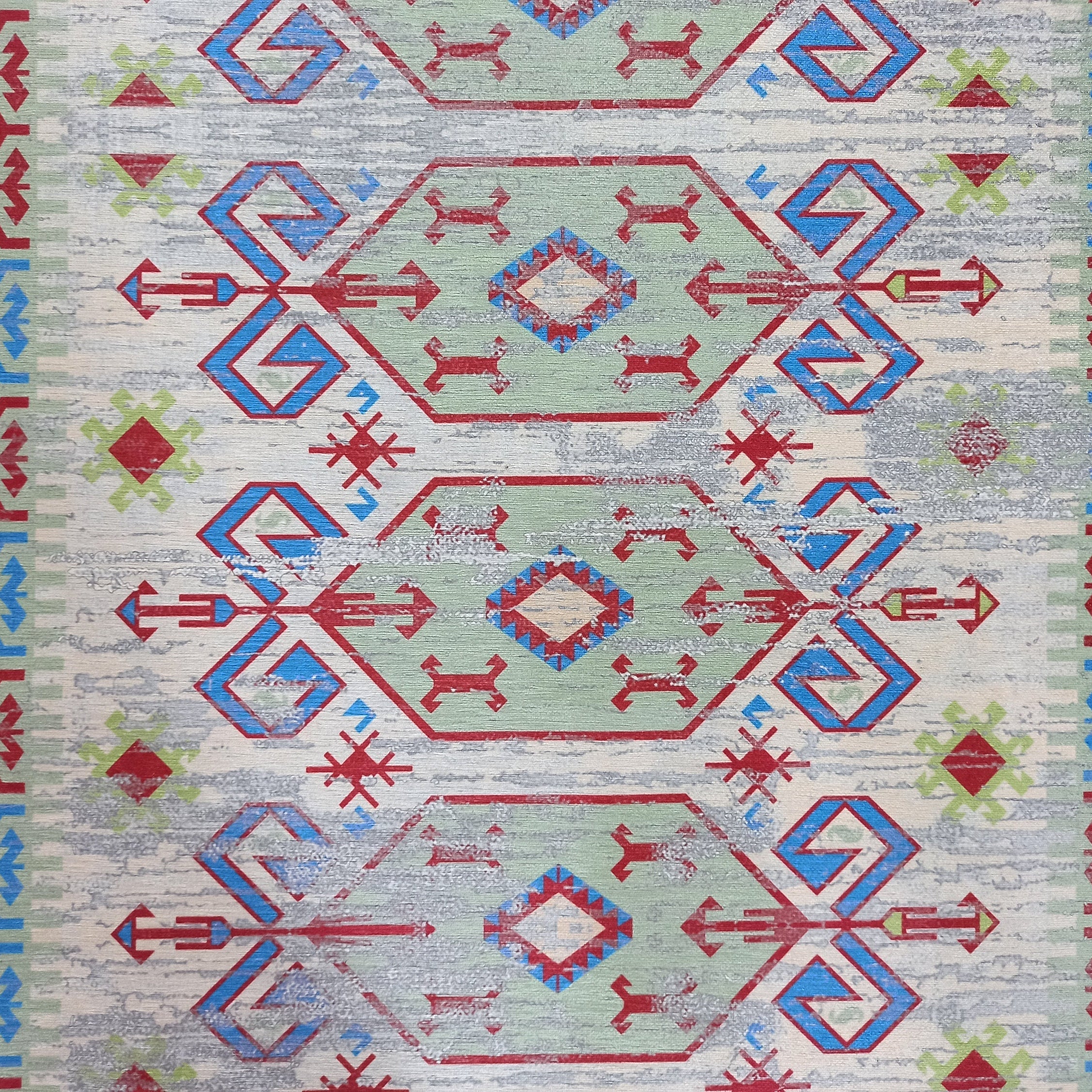 Sama Rug Turkish Faded Beige Red Green Blue Rug