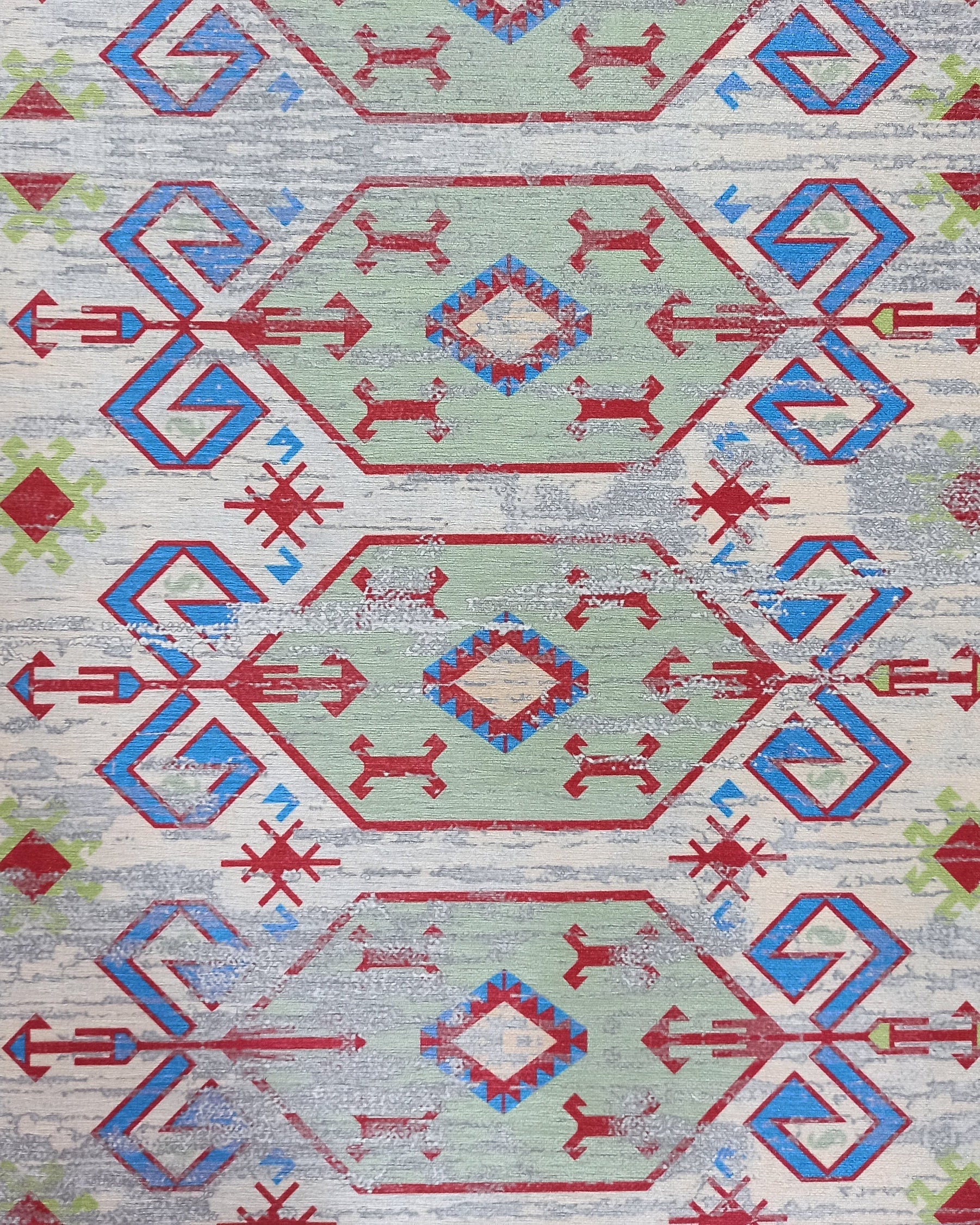 Sama Rug Turkish Faded Beige Red Green Blue Rug