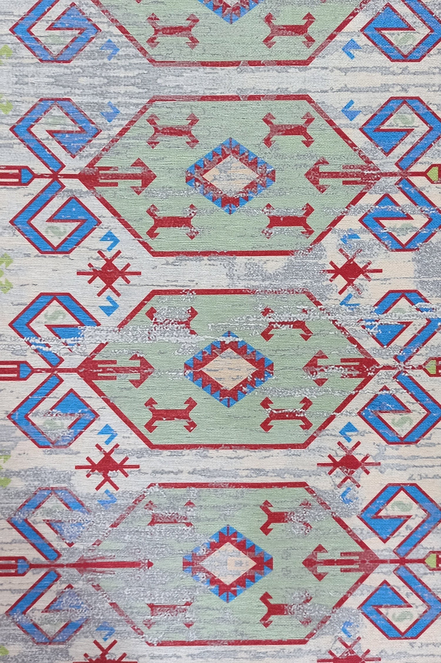 Sama Rug Turkish Faded Beige Red Green Blue Rug