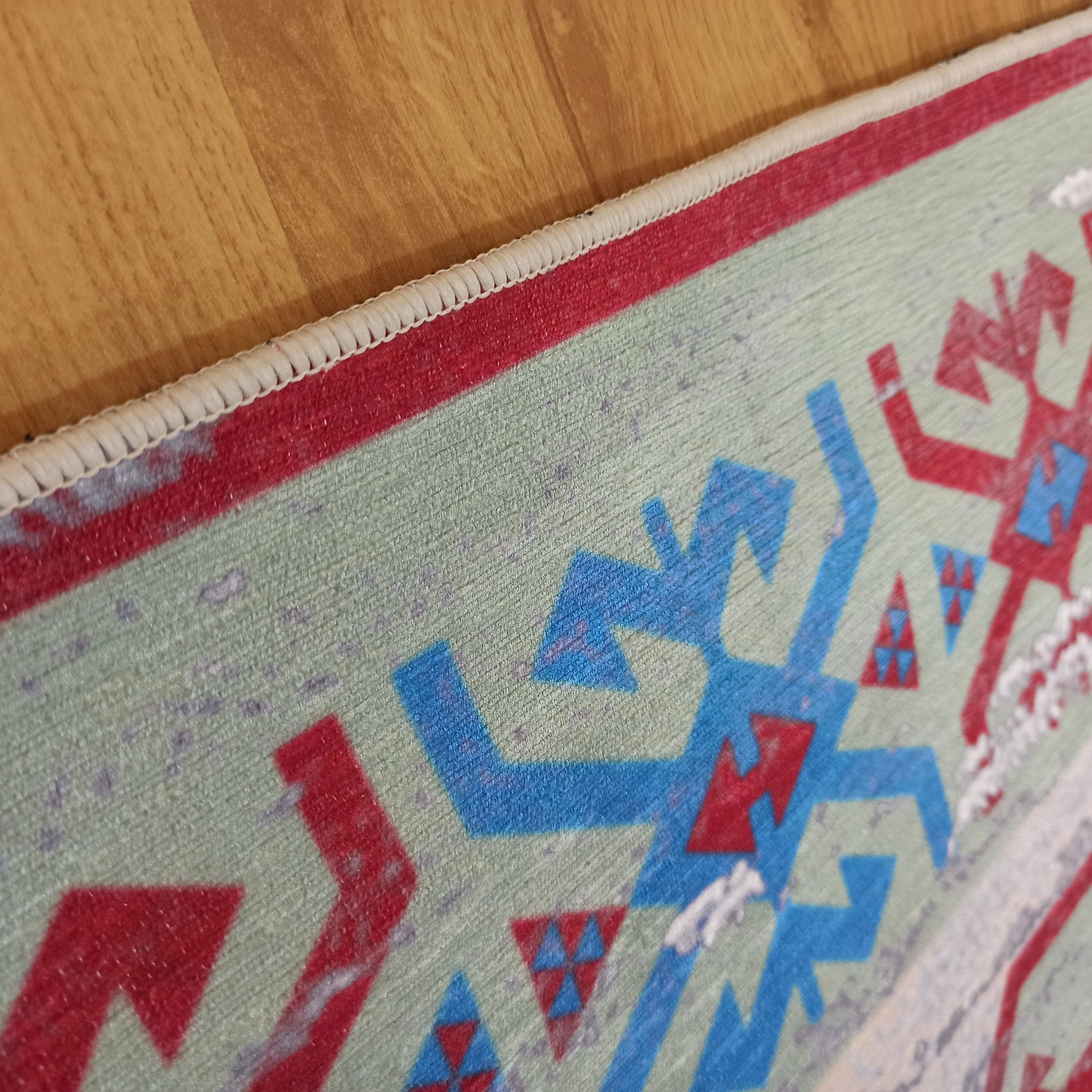 Sama Rug Turkish Faded Beige Red Green Blue Rug