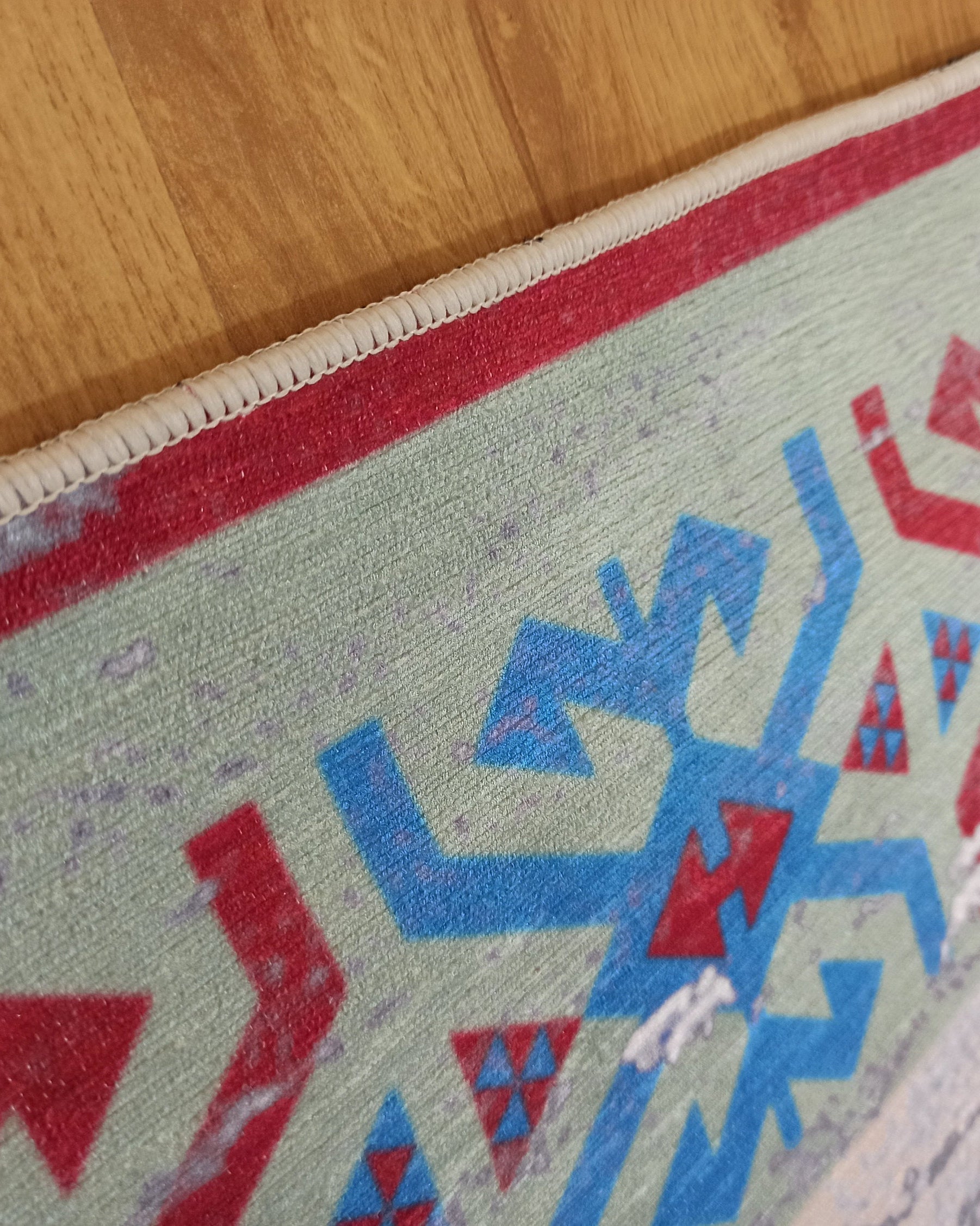 Sama Rug Turkish Faded Beige Red Green Blue Rug