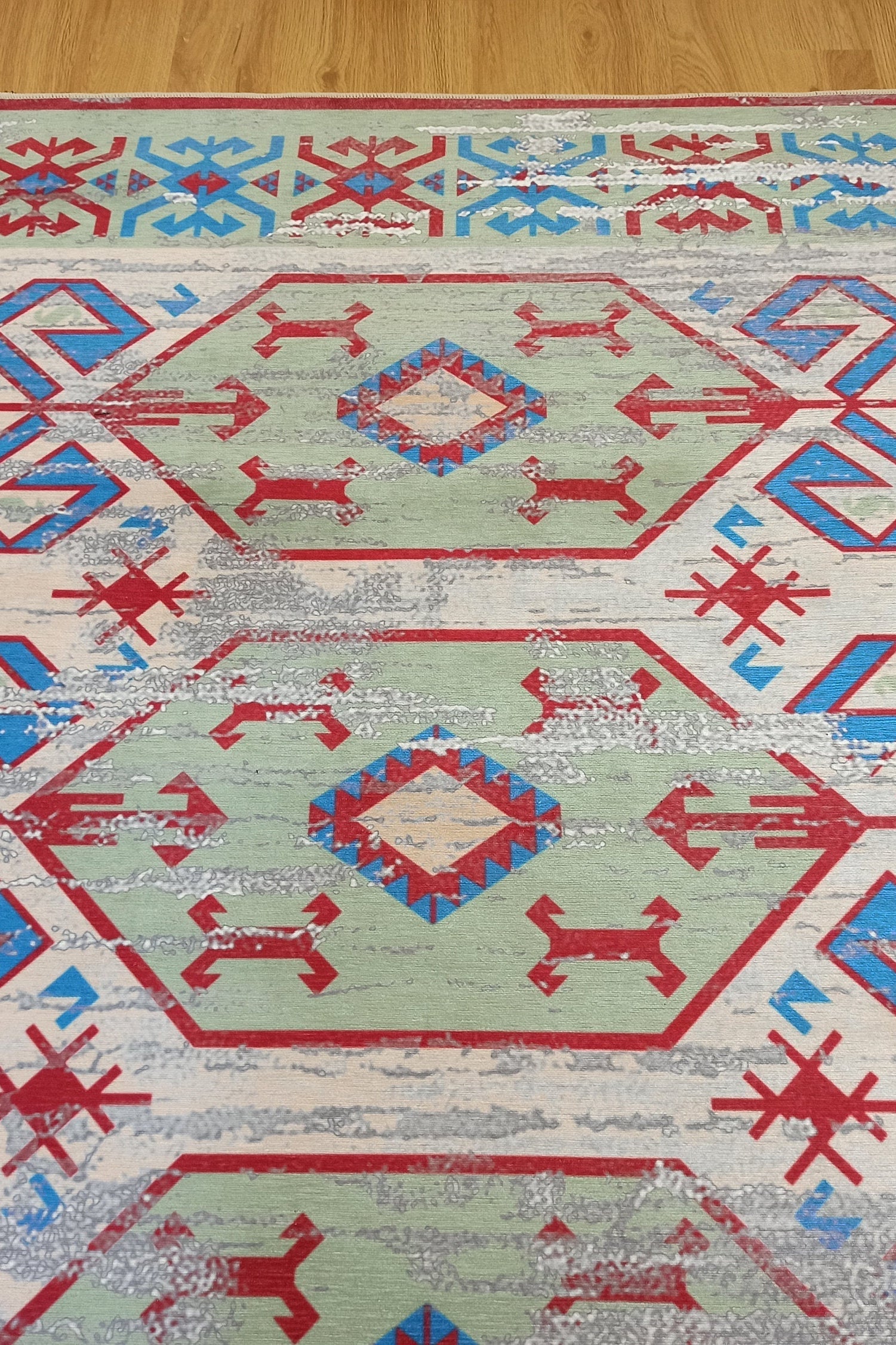 Sama Rug Turkish Faded Beige Red Green Blue Rug