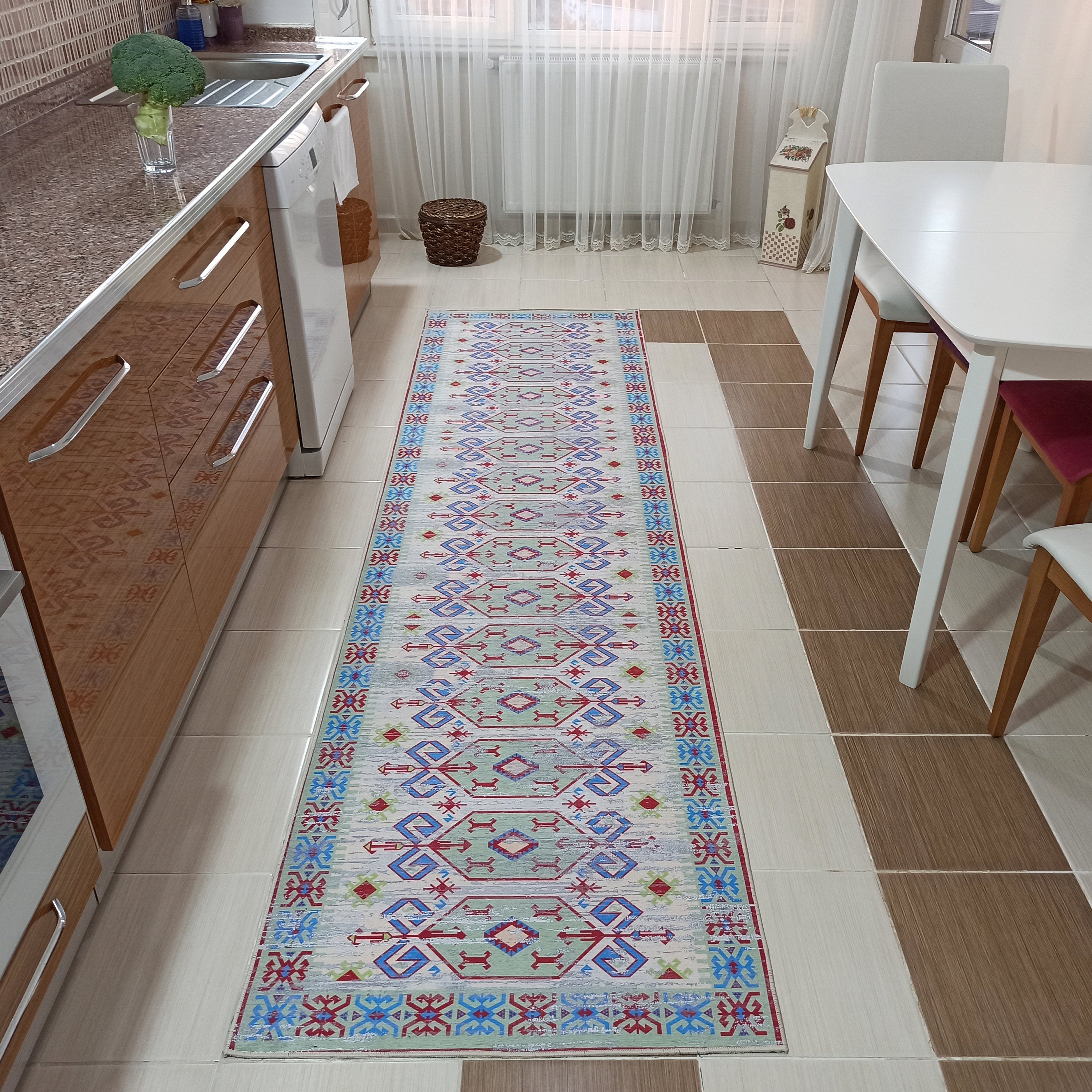 Sama Rug Turkish Faded Beige Red Green Blue Rug