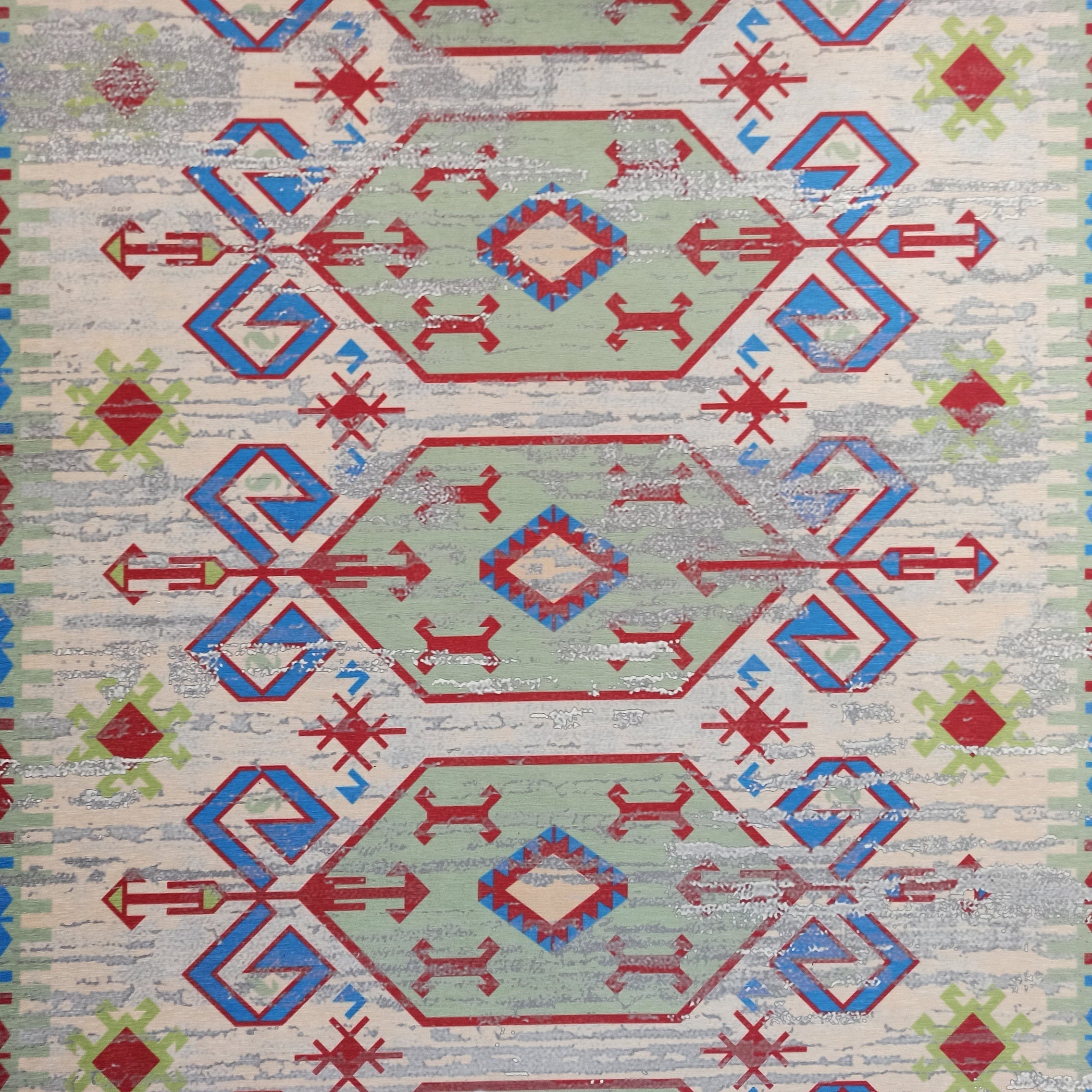 Sama Rug Turkish Faded Beige Red Green Blue Rug