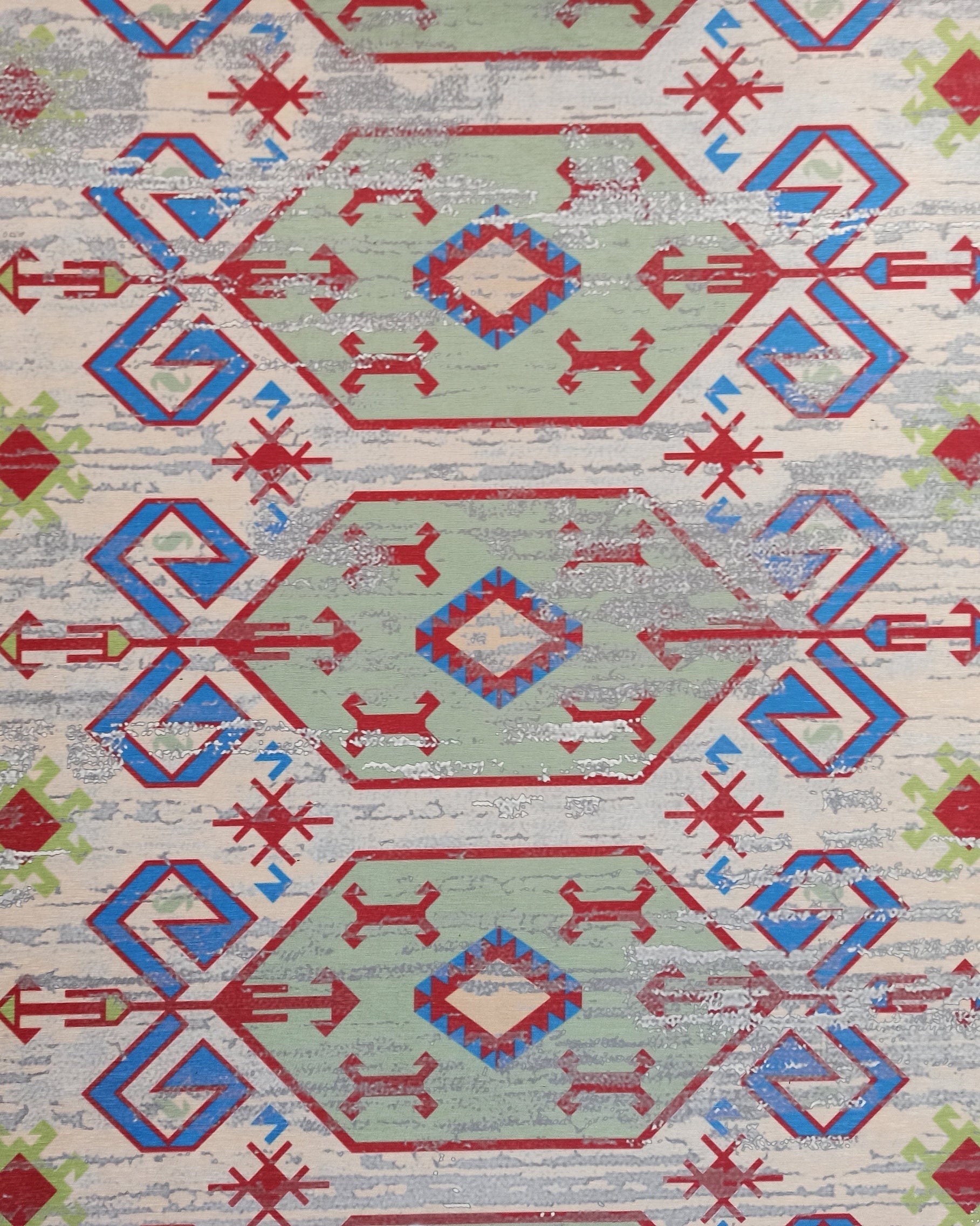 Sama Rug Turkish Faded Beige Red Green Blue Rug