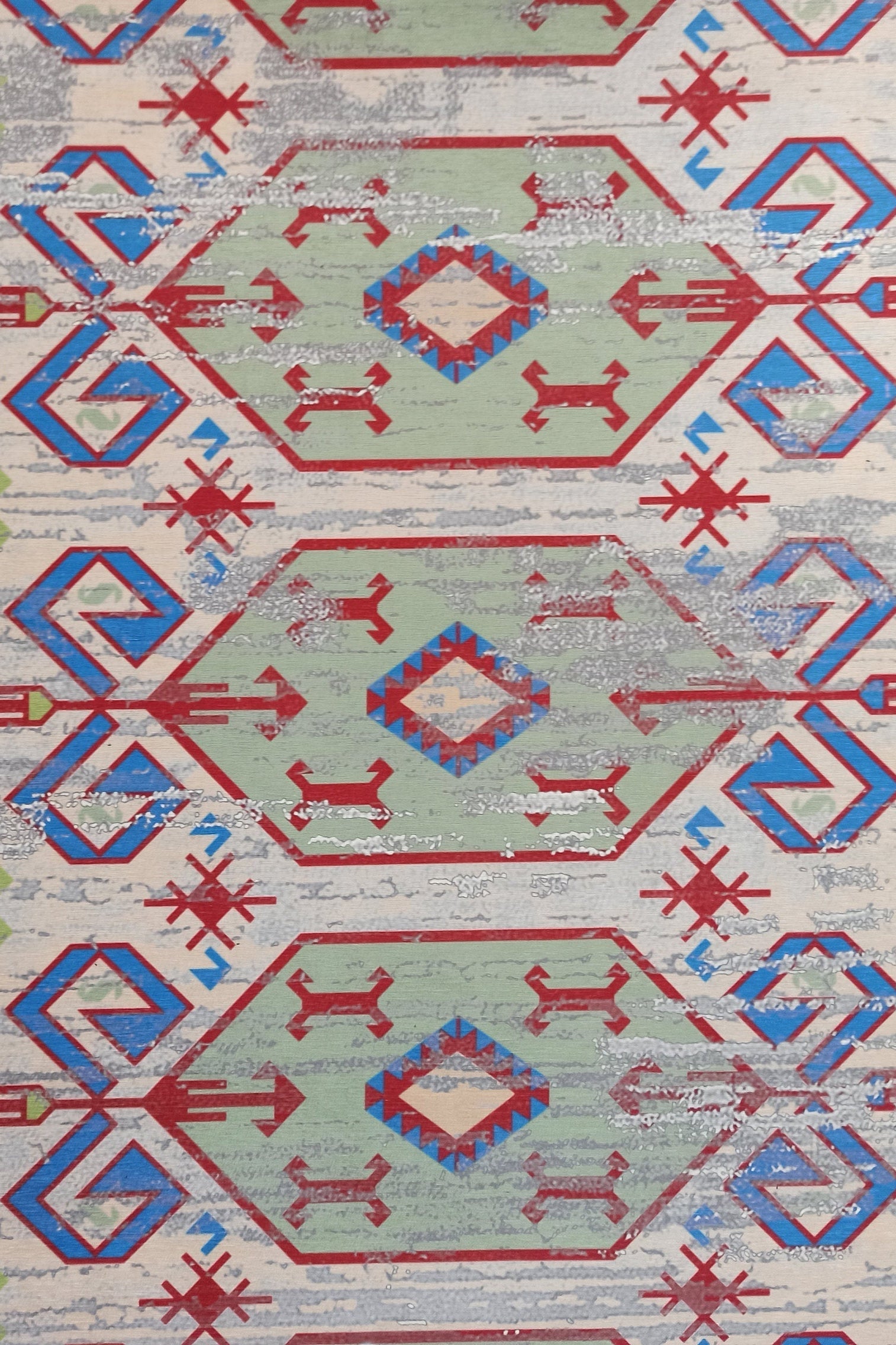 Sama Rug Turkish Faded Beige Red Green Blue Rug
