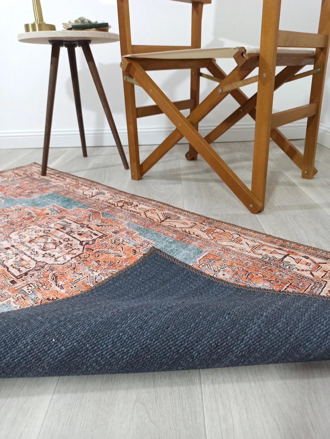 Samiha Rug Turkish Orange Beige Turquoise Rug