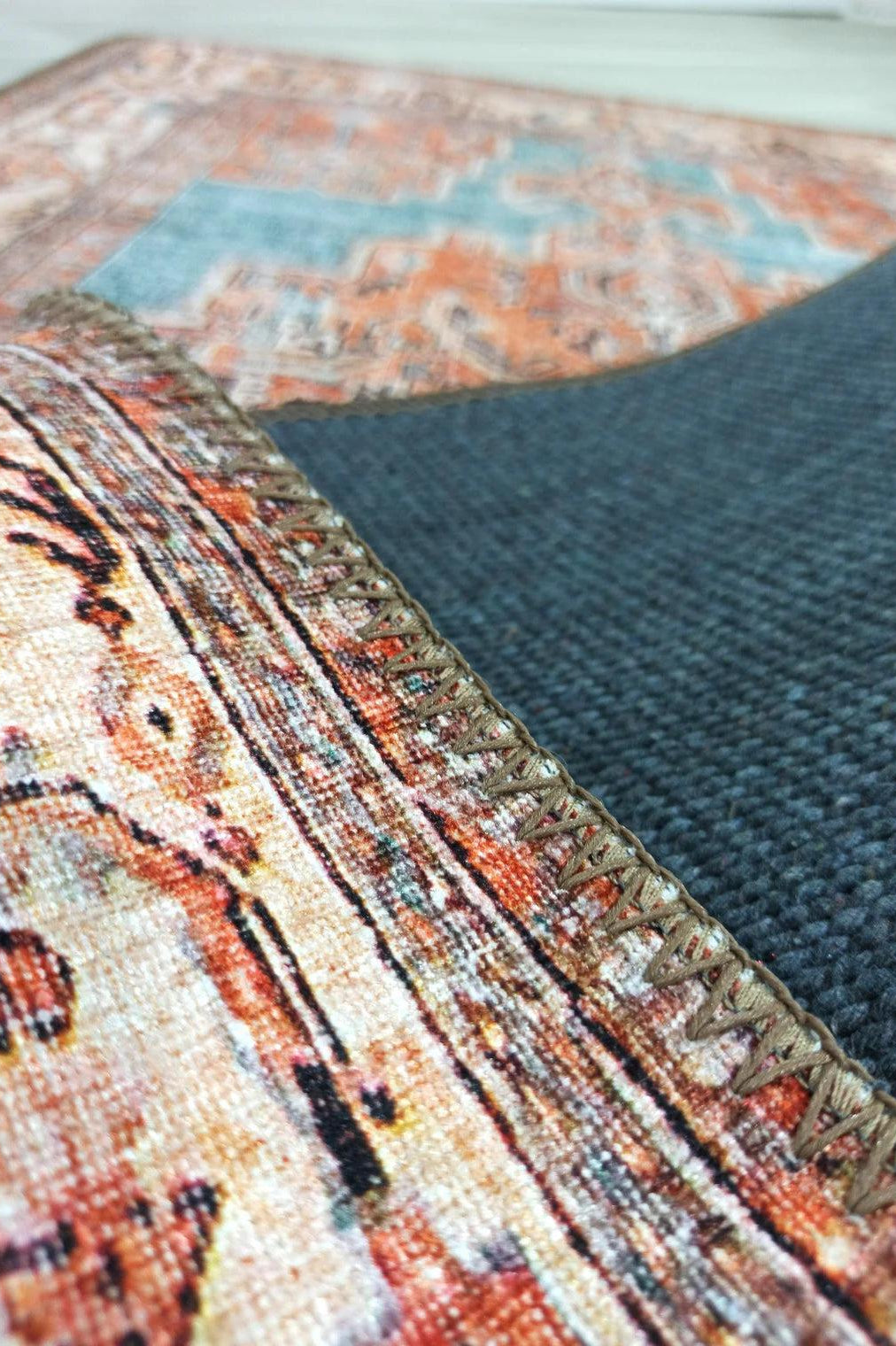 Samiha Rug Turkish Orange Beige Turquoise Rug