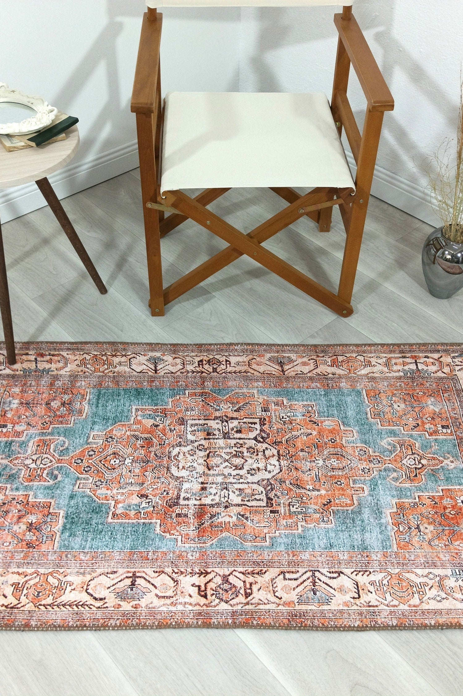 Samiha Rug Turkish Orange Beige Turquoise Rug