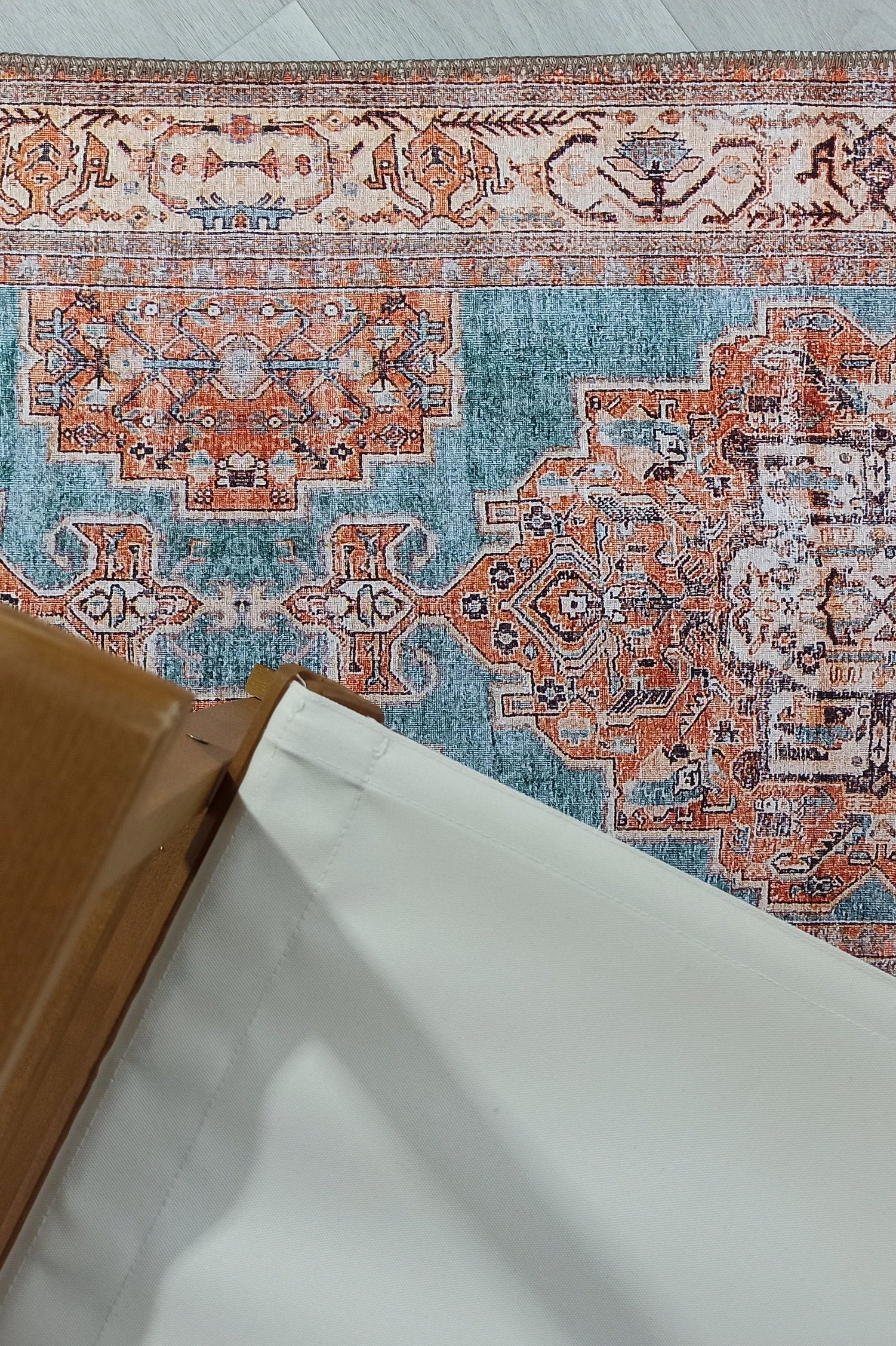 Samiha Rug Turkish Orange Beige Turquoise Rug