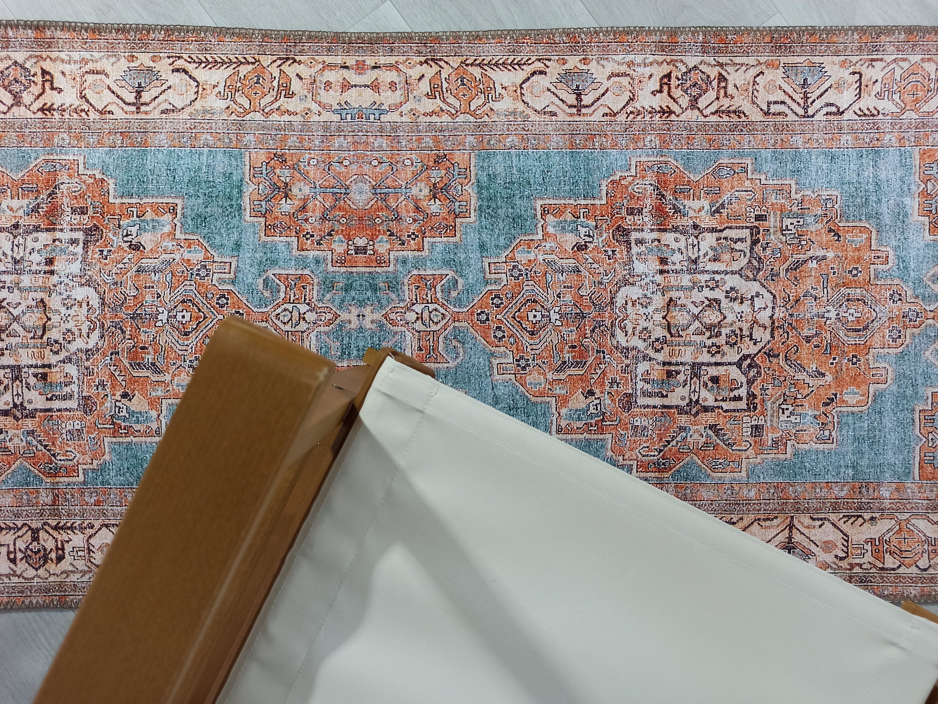 Samiha Rug Turkish Orange Beige Turquoise Rug