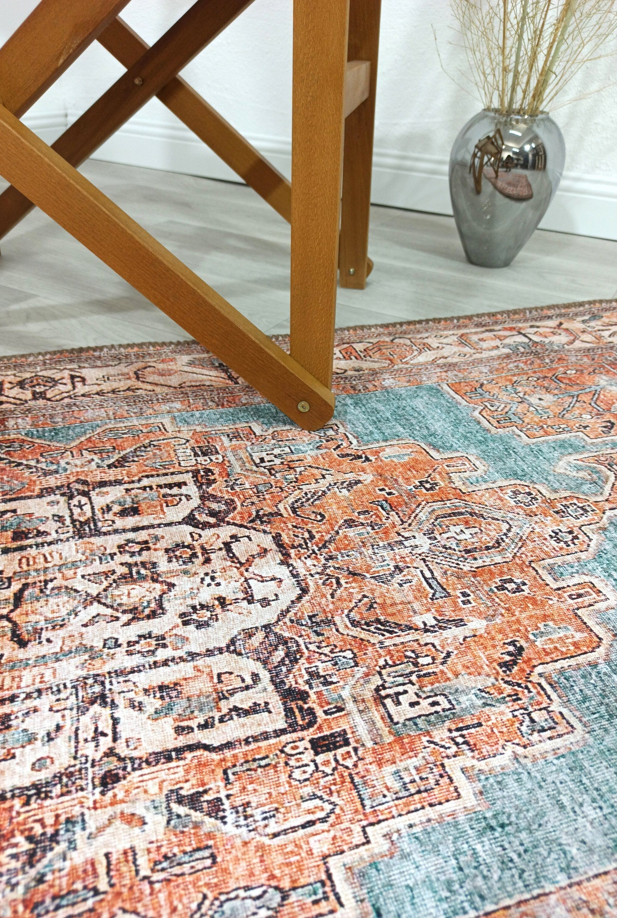 Samiha Rug Turkish Orange Beige Turquoise Rug