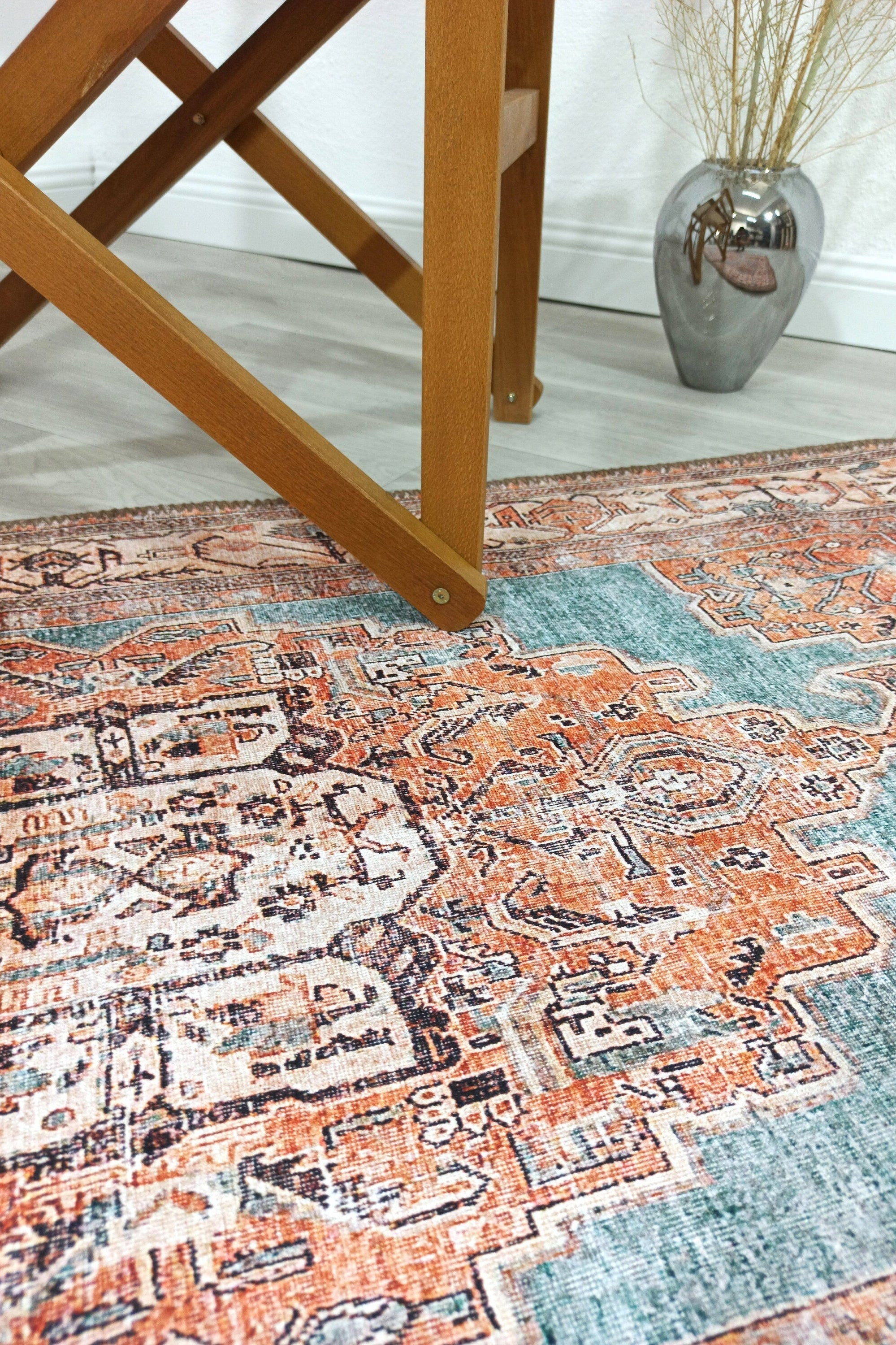Samiha Rug Turkish Orange Beige Turquoise Rug