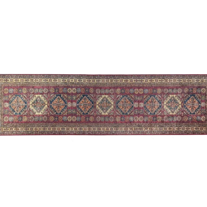 San-Runner Turkish Burgundy Dark Red Runner Rug