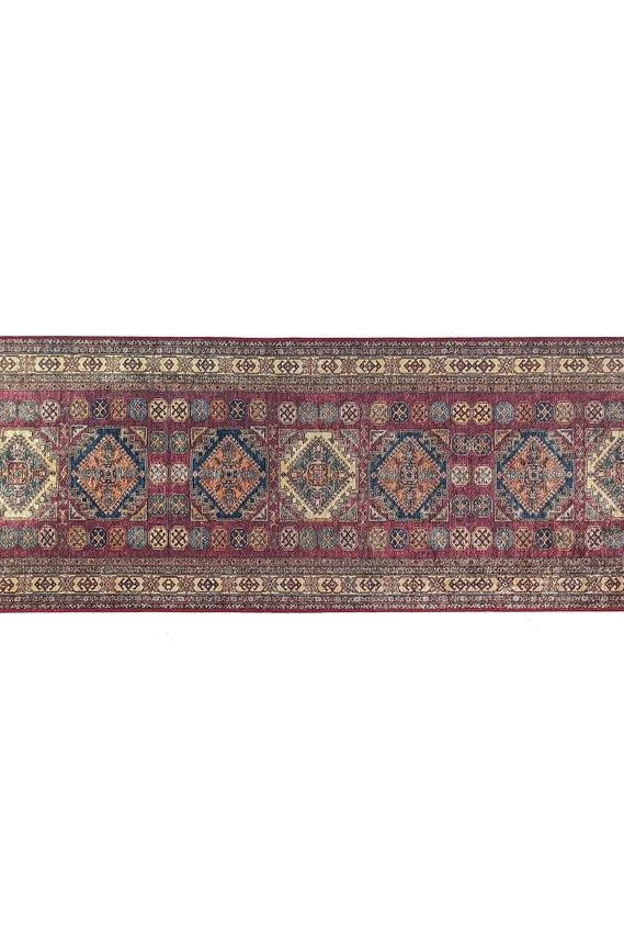 San-Runner Turkish Burgundy Dark Red Runner Rug