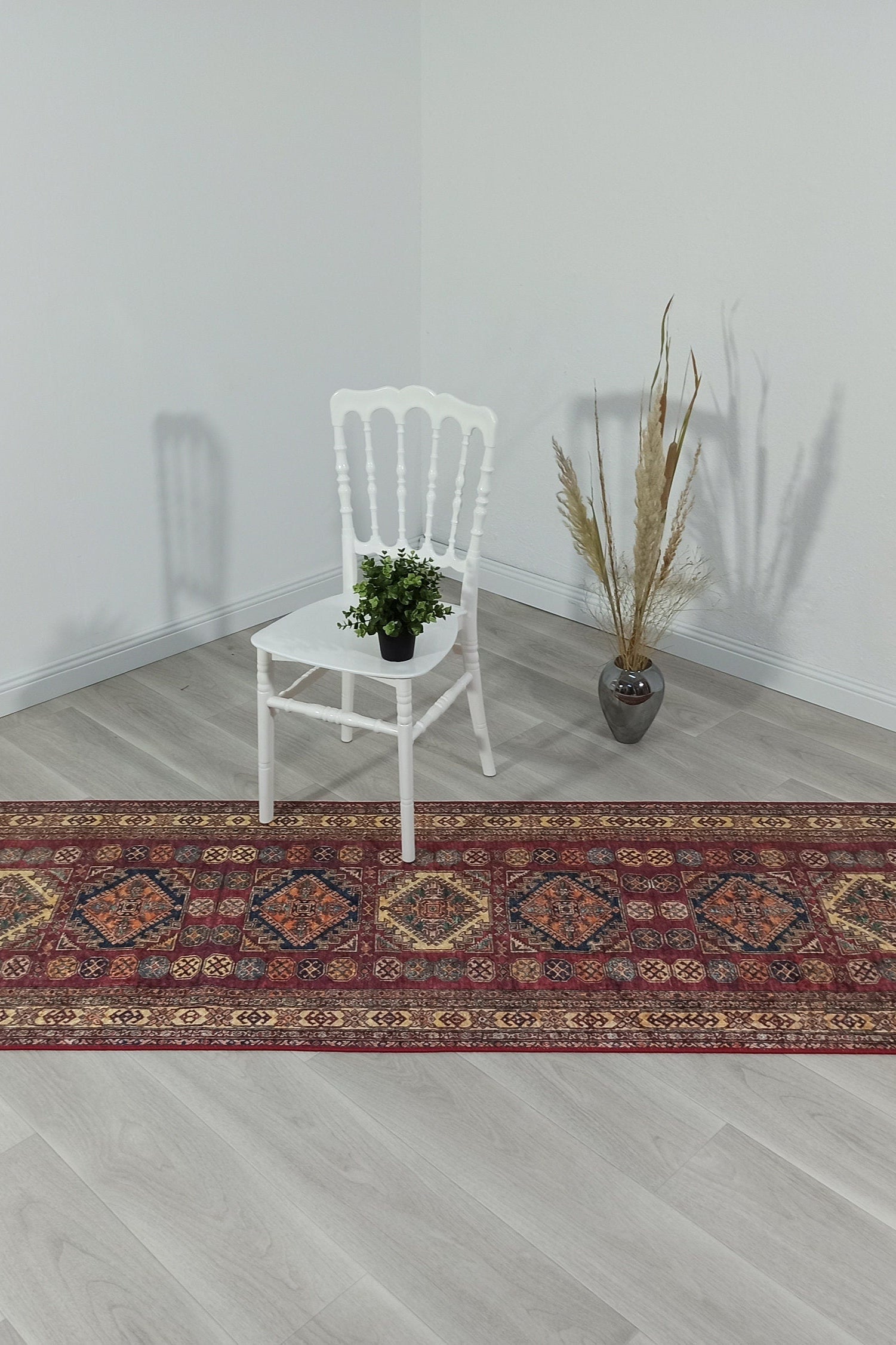 San-Runner Turkish Burgundy Dark Red Runner Rug