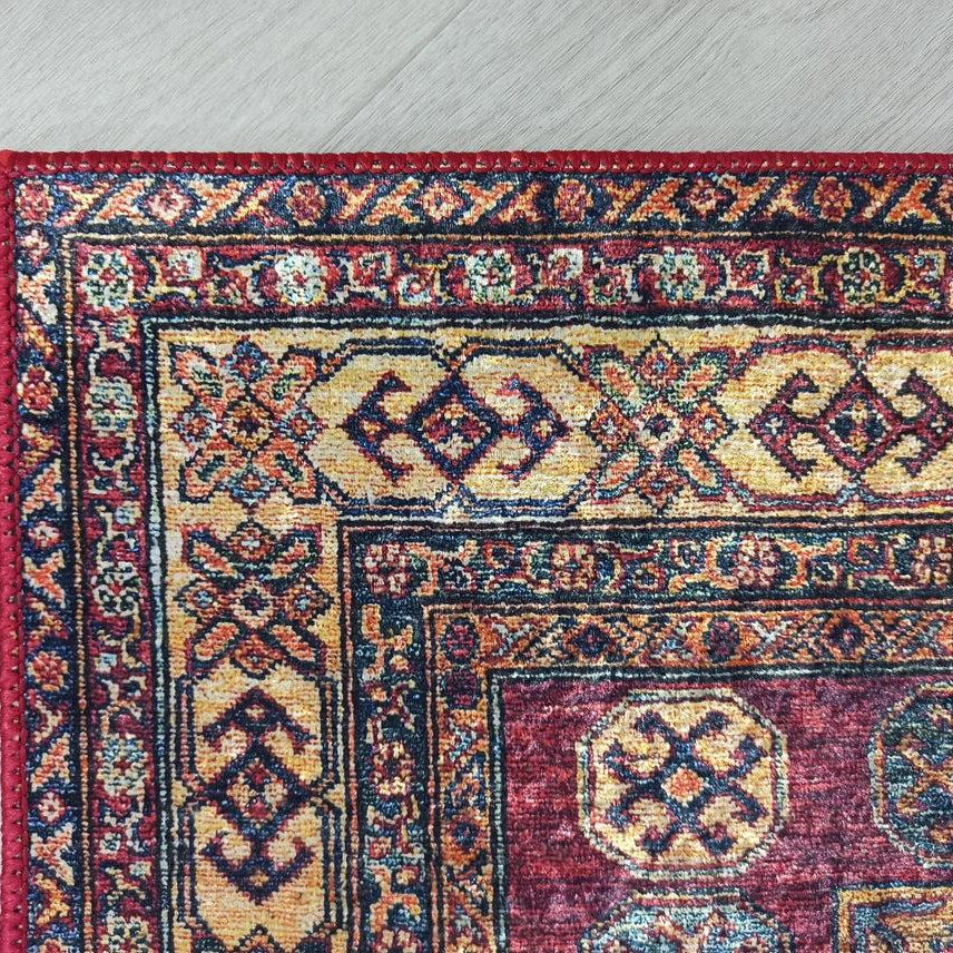 San-Runner Turkish Burgundy Dark Red Runner Rug