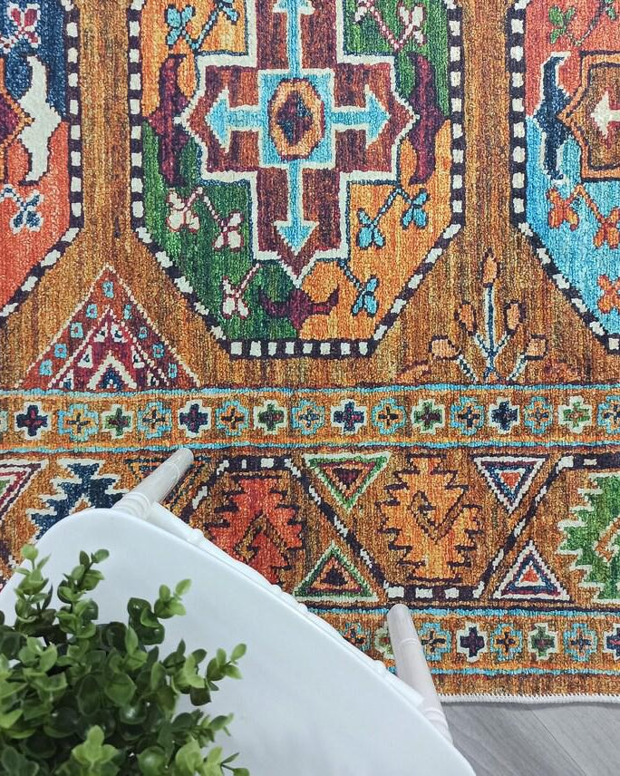 Sanae Rug Turkish Geometric Multi Color Rug