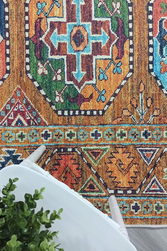 Sanae Rug Turkish Geometric Multi Color Rug