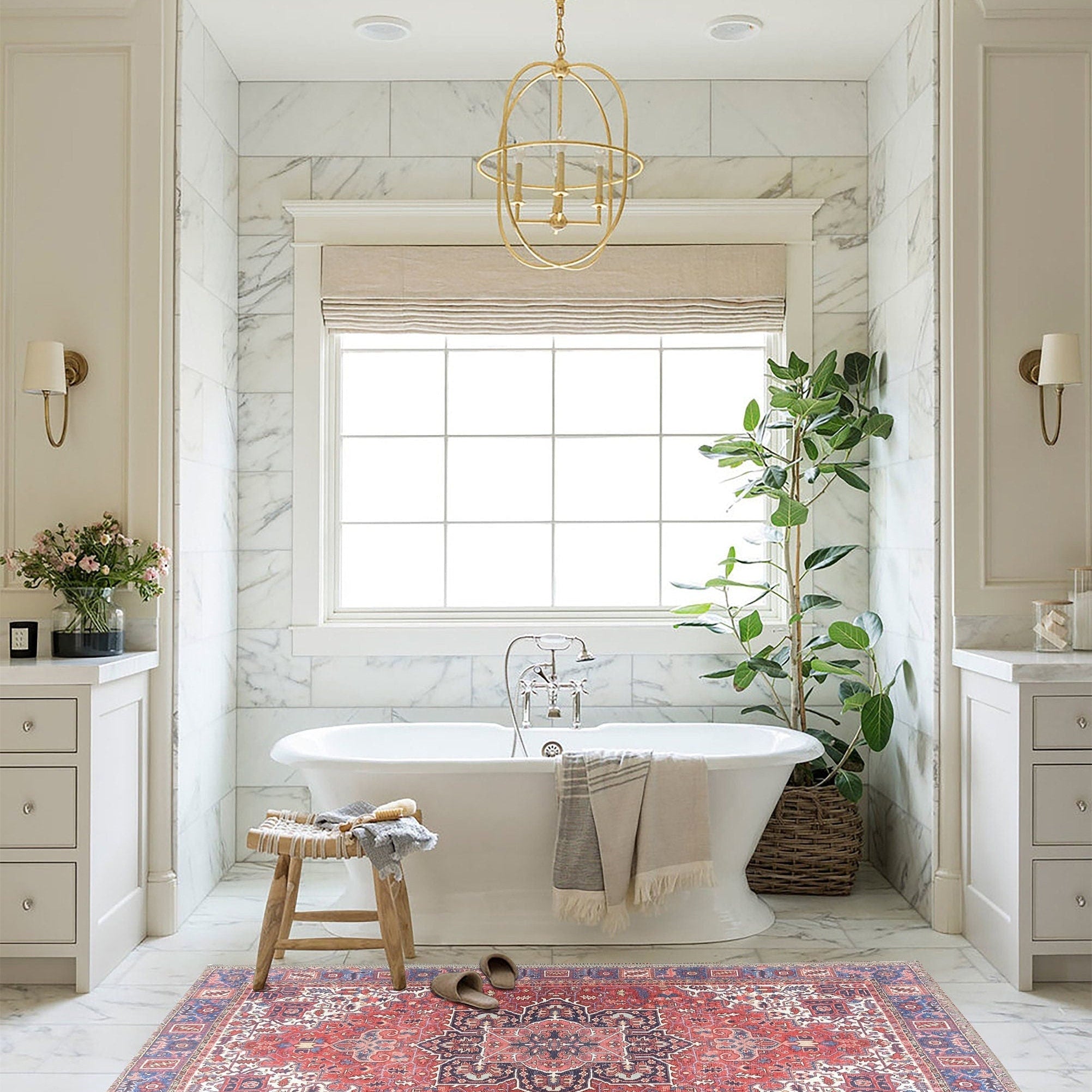 Sara Rug Antique Persian Faded Red Rug