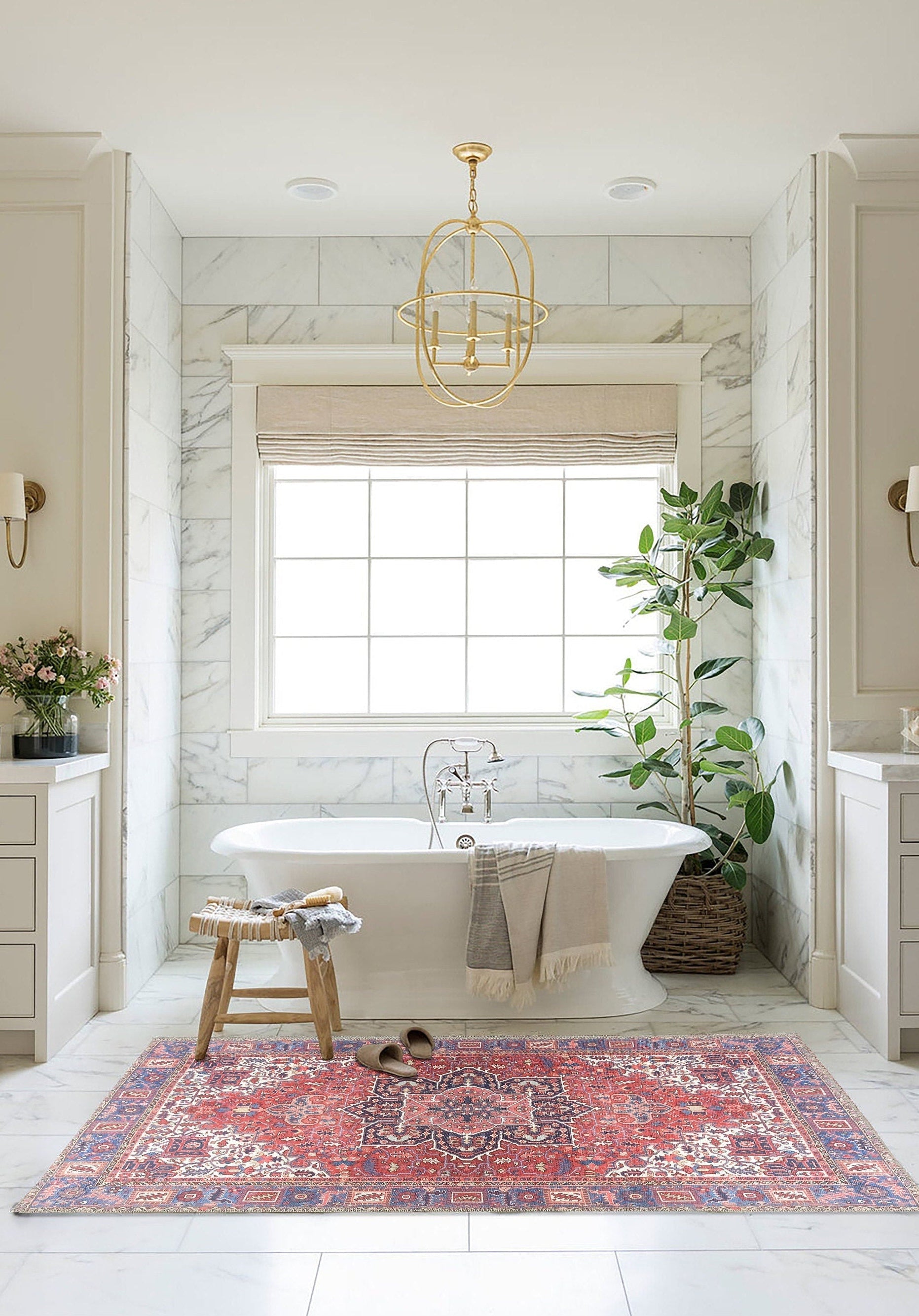 Sara Rug Antique Persian Faded Red Rug