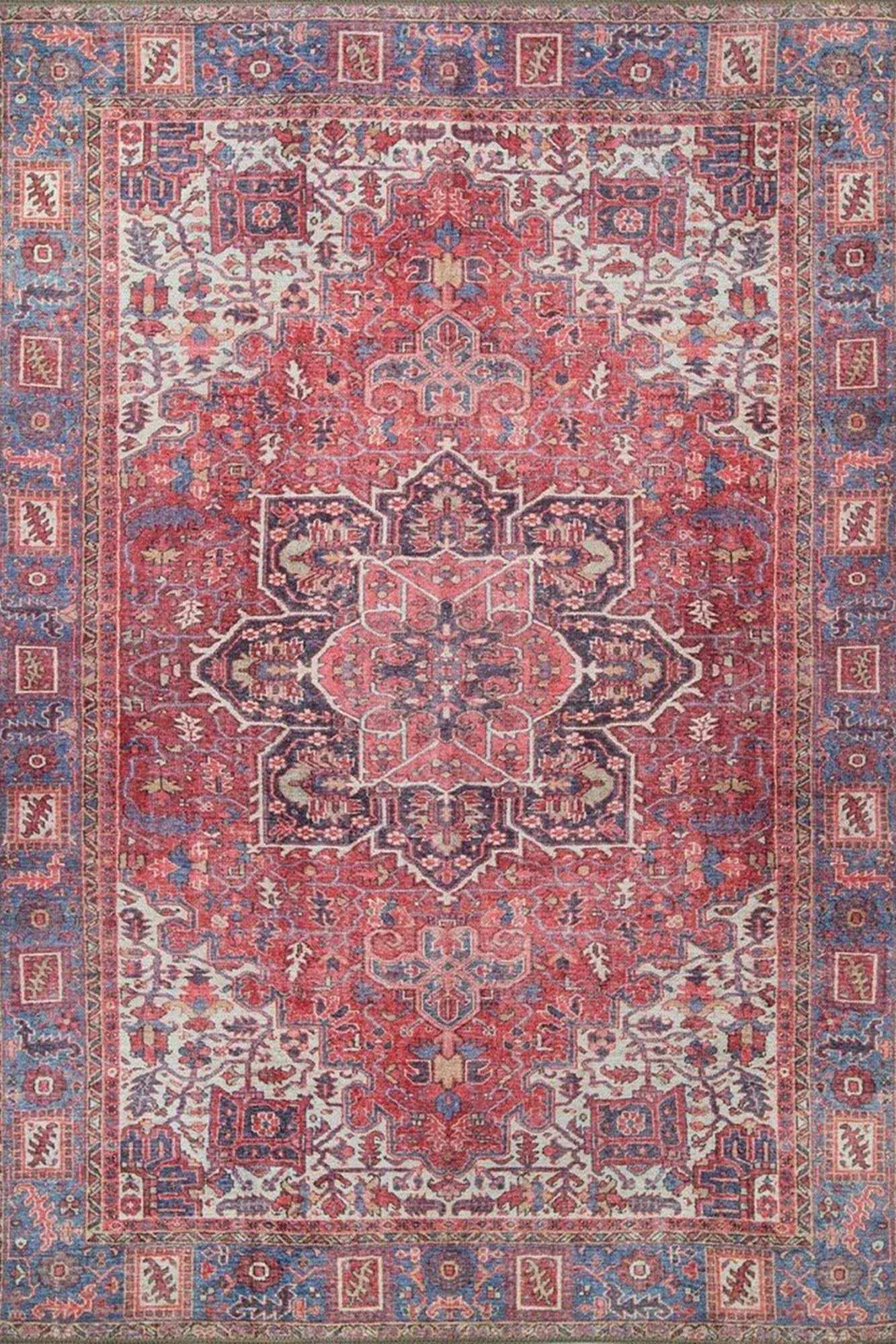 Sara Rug Antique Persian Faded Red Rug