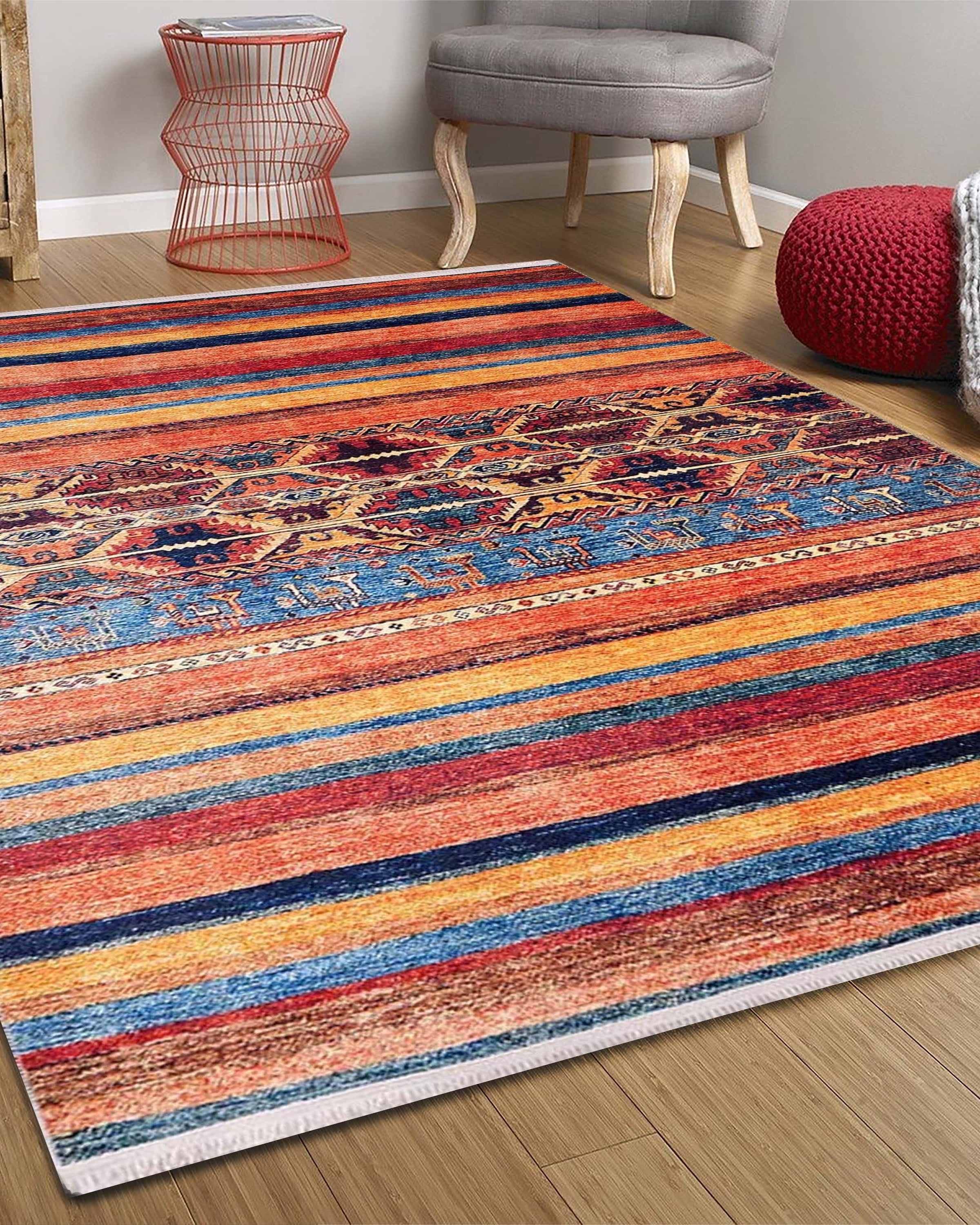 Sawa Turkish Orange Kilim Rug
