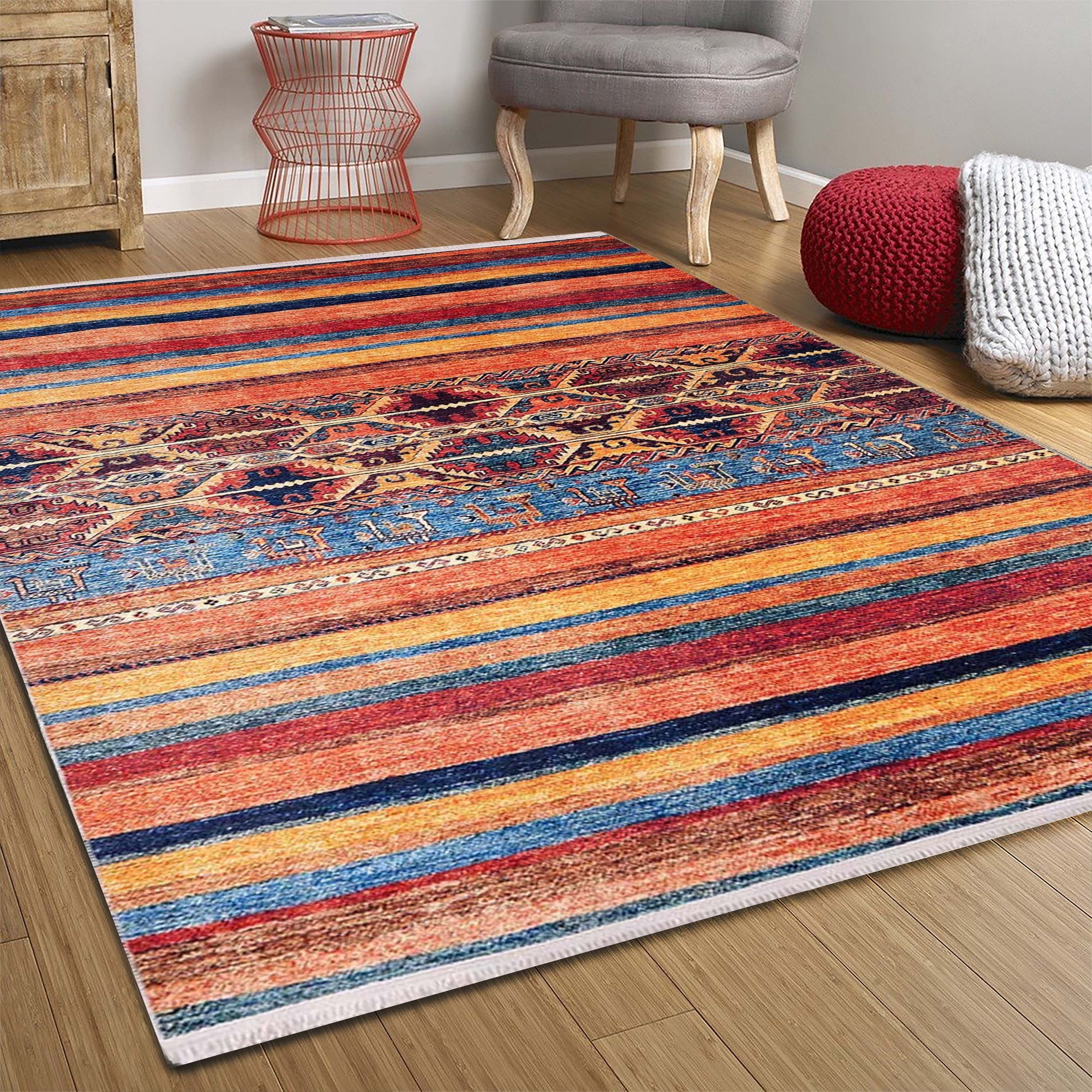 Sawa Turkish Orange Kilim Rug