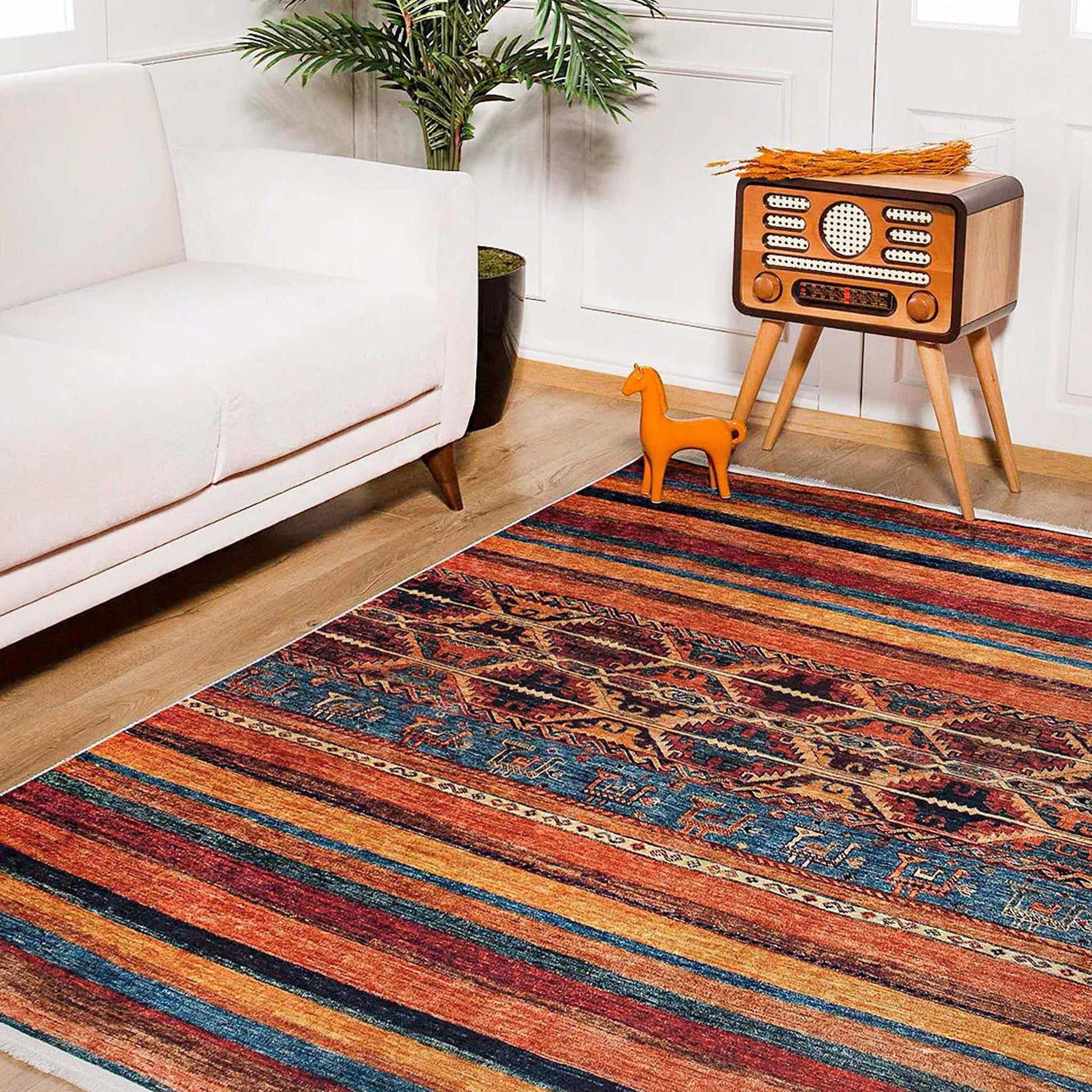 Sawa Turkish Orange Kilim Rug