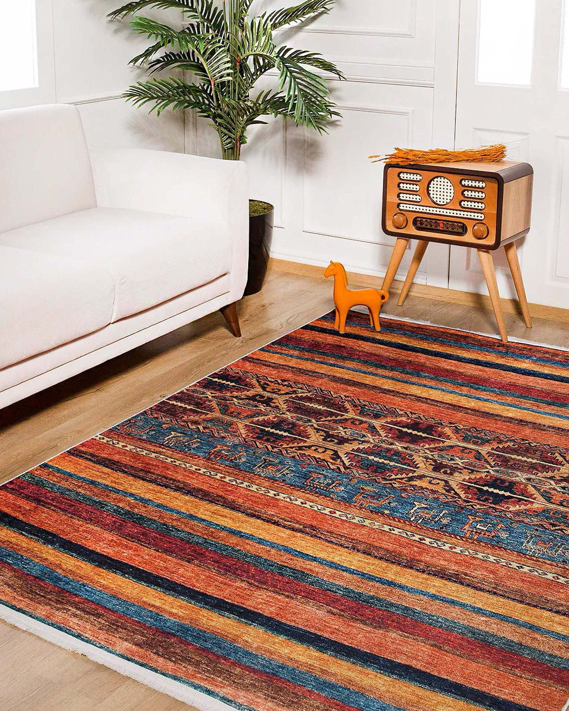 Sawa Turkish Orange Kilim Rug