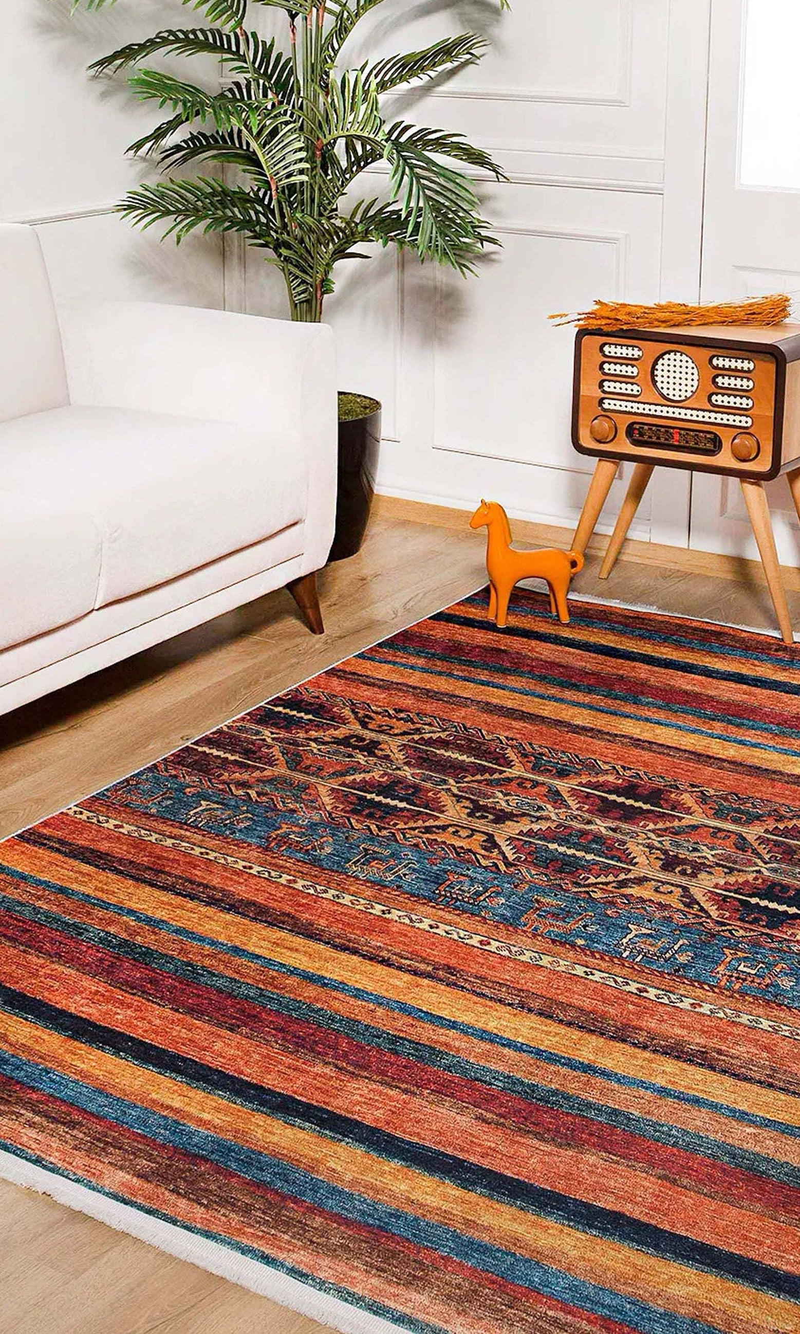 Sawa Turkish Orange Kilim Rug