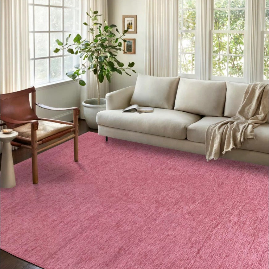Pink Plain Rug, Modern Boho Home Décor Shabby Chic Area Rugs