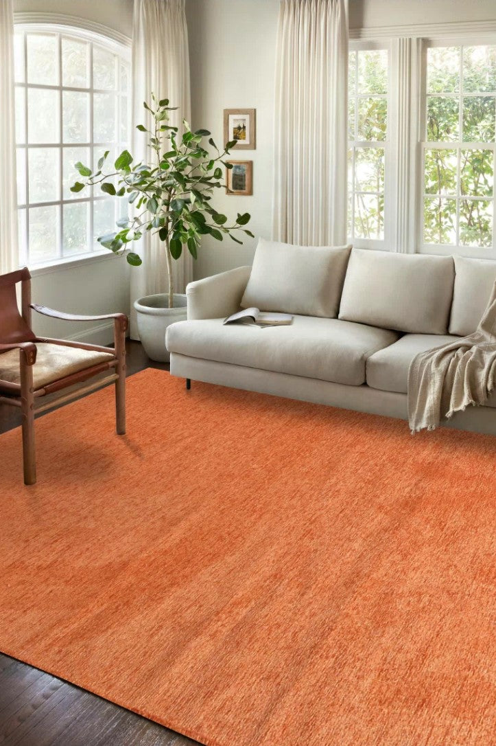 Orange Plain Flatweave Rug, Modern Boho & Halloween Home Decor Area Rugs Runner