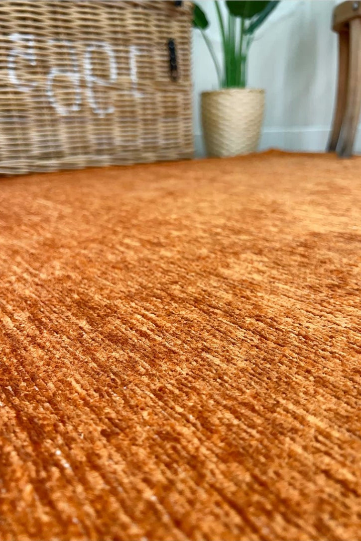 Orange Plain Flatweave Rug, Modern Boho & Halloween Home Decor Area Rugs Runner