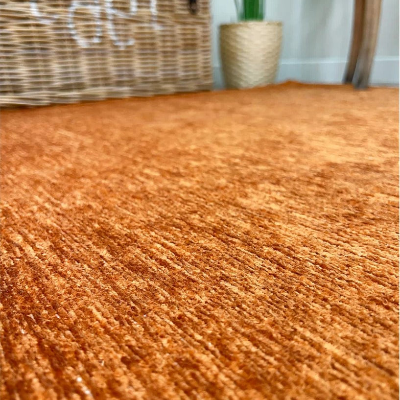 Orange Plain Flatweave Rug, Modern Boho & Halloween Home Decor Area Rugs Runner