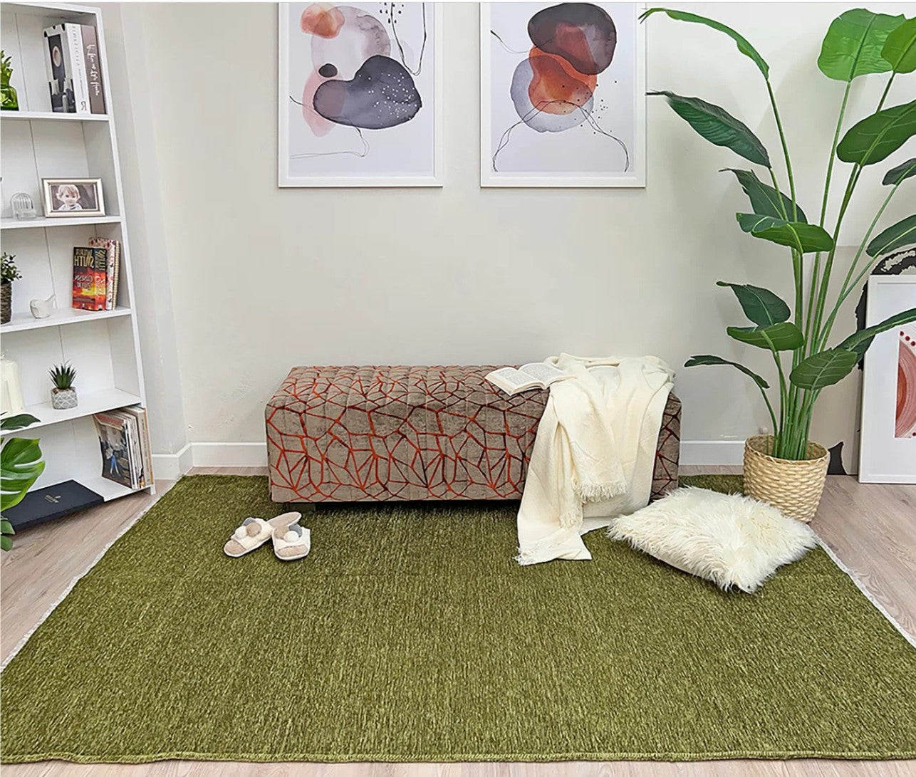 Boho Green Flatweave Rug