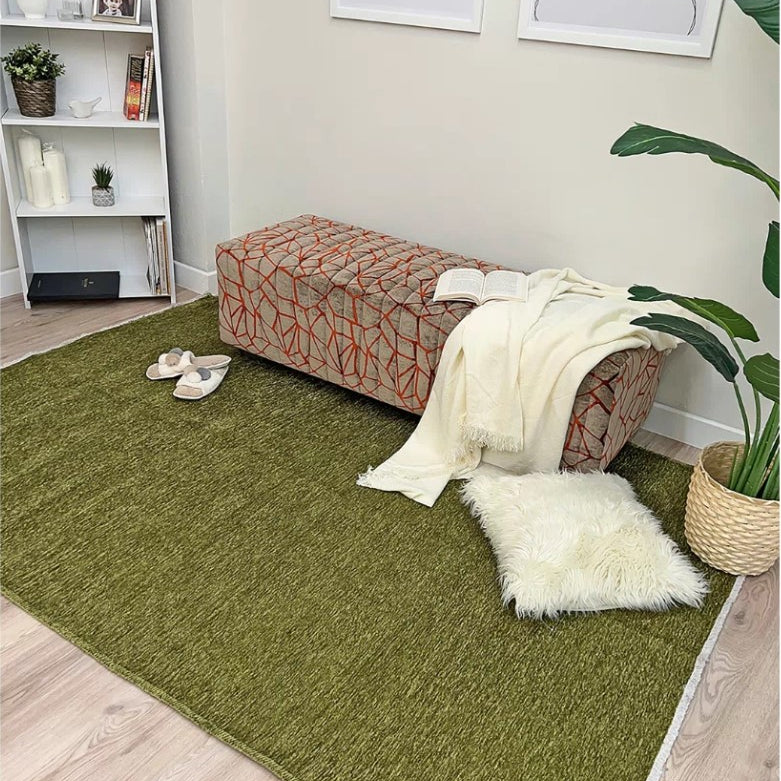 Boho Green Flatweave Rug