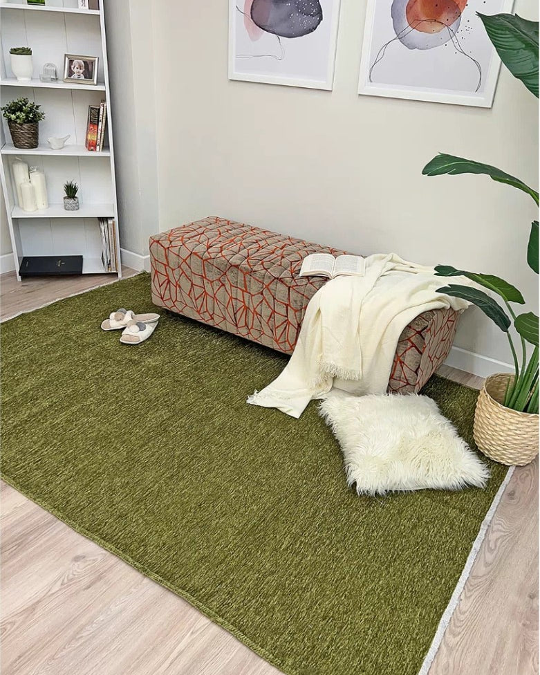 Boho Green Flatweave Rug