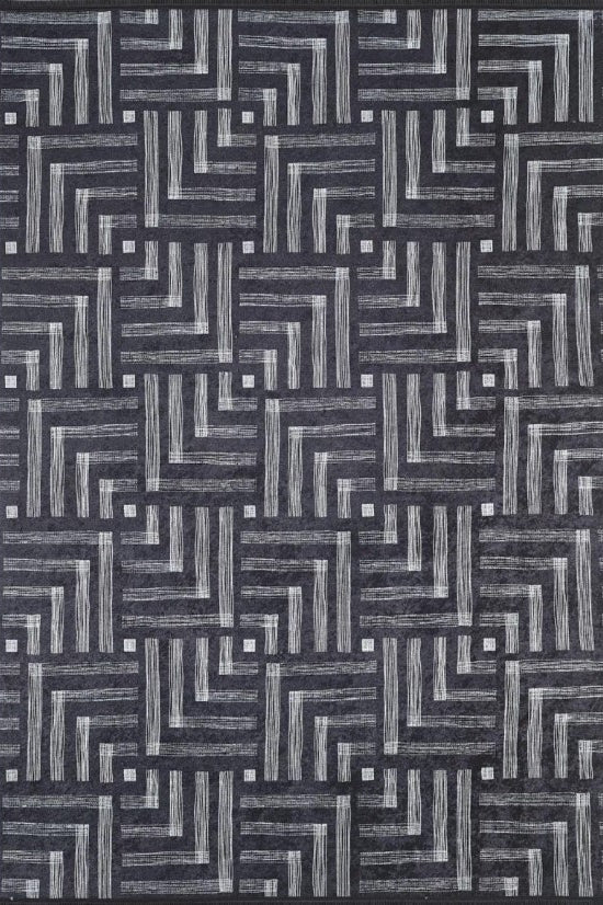 Beypa Pearl Brown Rug Black & White Geometric Area Rugs