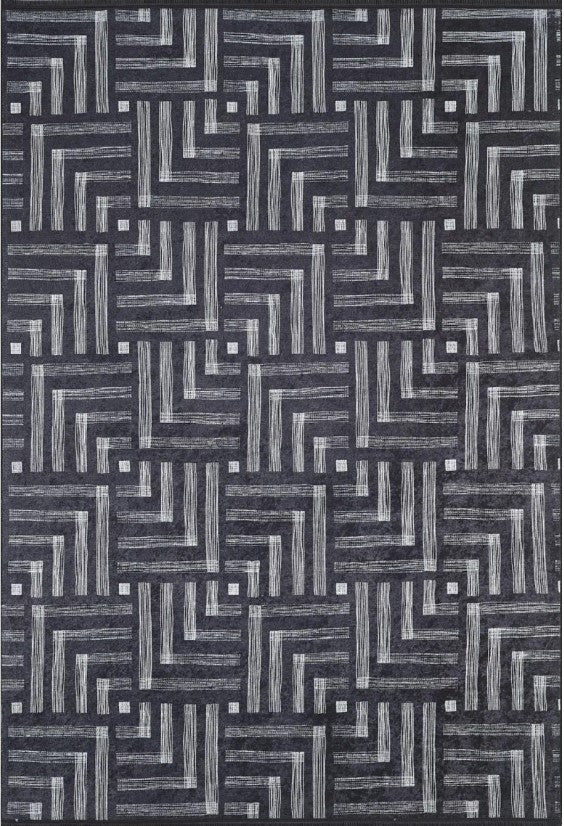 Beypa Pearl Brown Rug Black & White Geometric Area Rugs