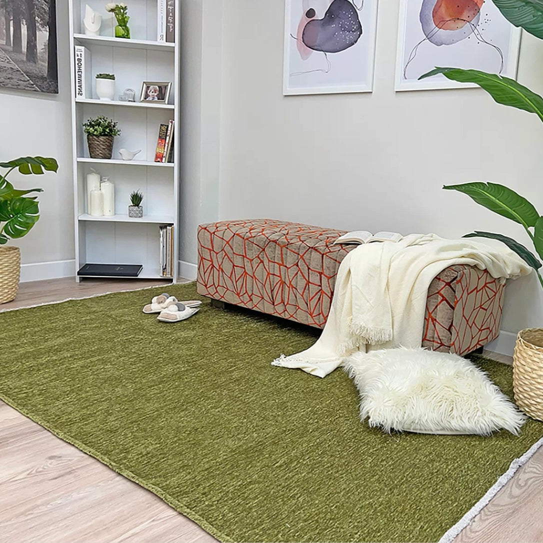 Boho Green Flatweave Rug
