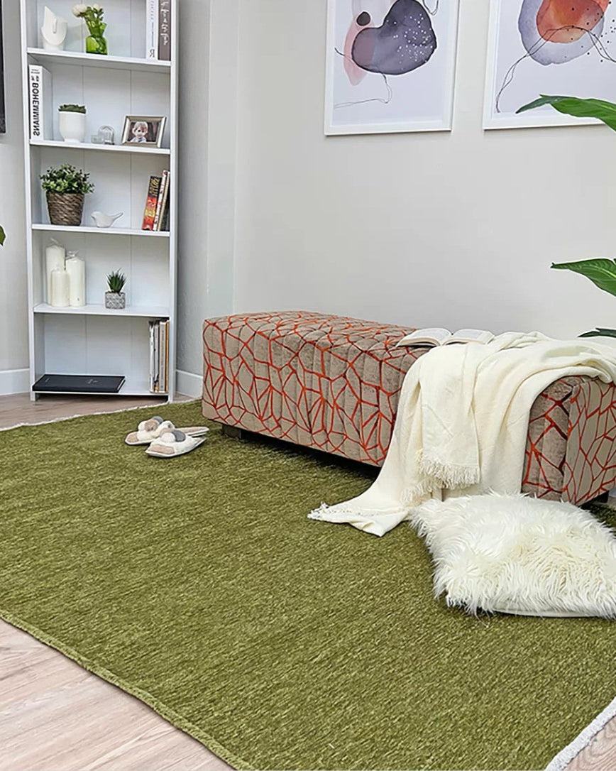 Boho Green Flatweave Rug