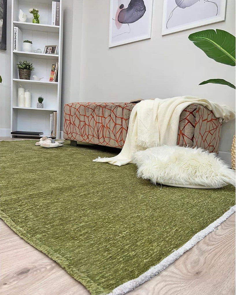 Boho Green Flatweave Rug